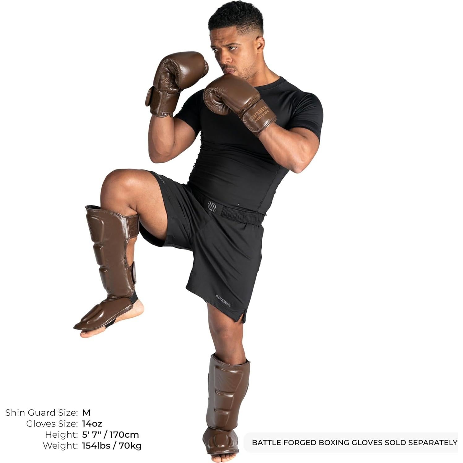 Protectores de Espinillas Sanabul Battle Forged Marrón XL