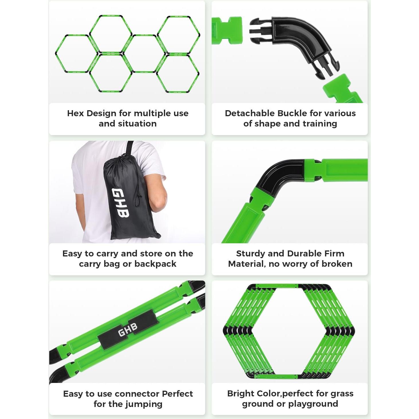 Set de 6 Anillos de Agilidad Hexagonales GHB con Conectores