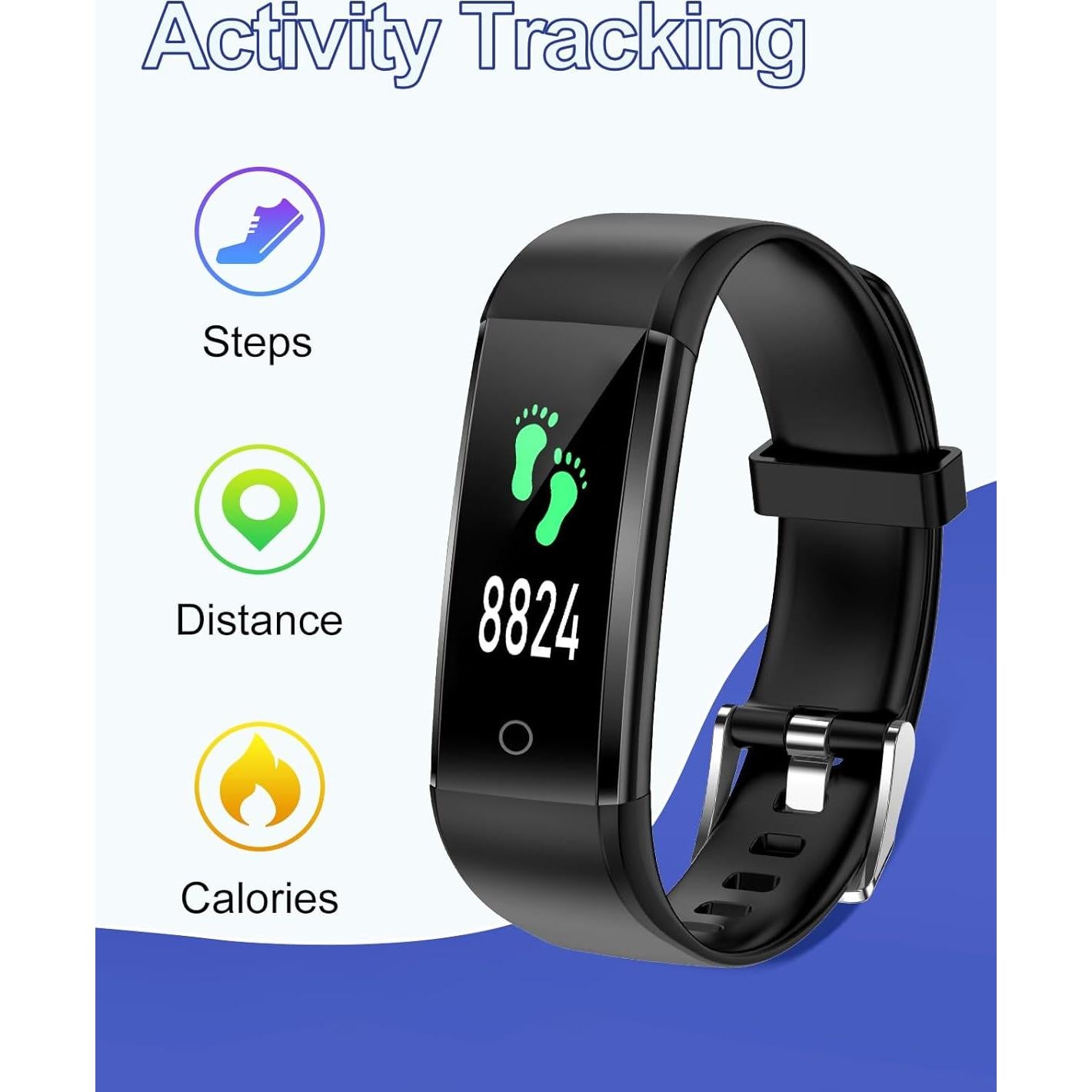 Reloj de Fitness GRV S1 Negro Impermeable Contador Pasos