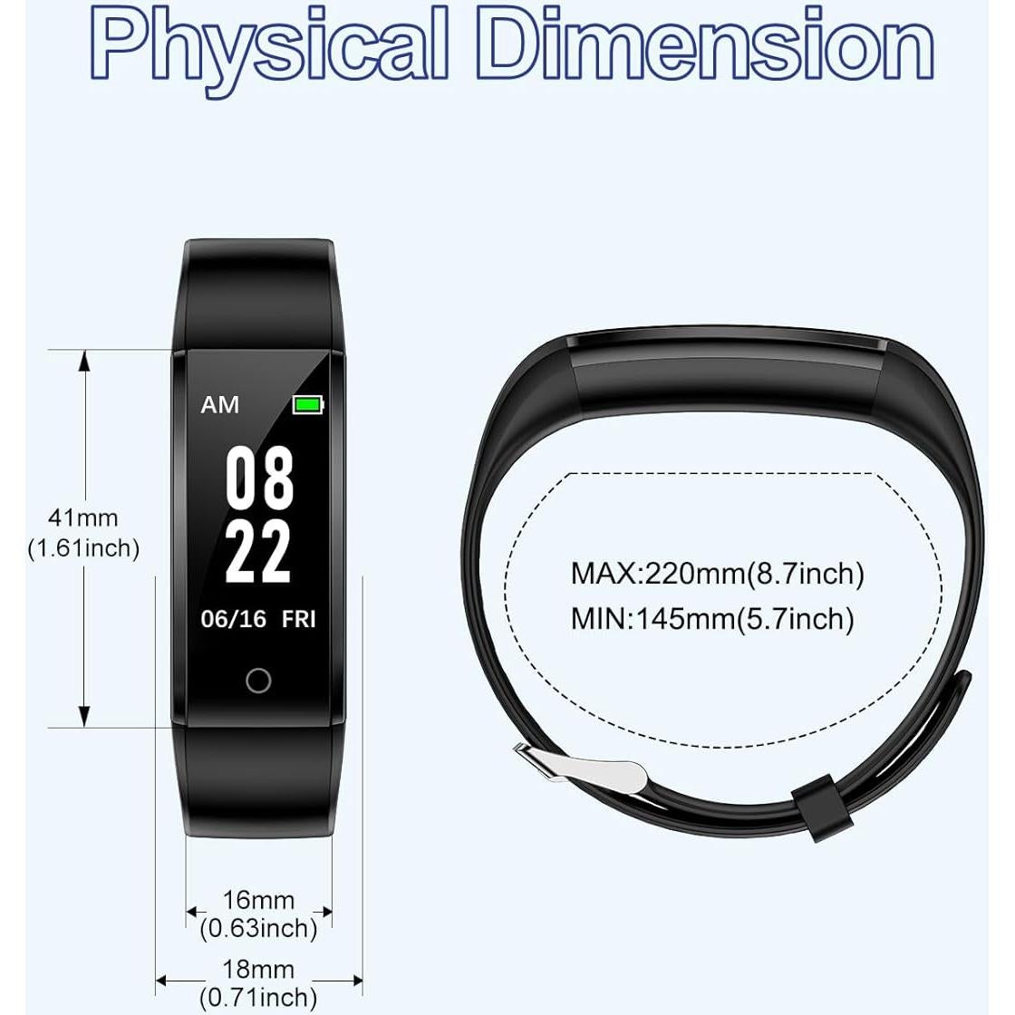 Reloj de Fitness GRV S1 Negro Impermeable Contador Pasos