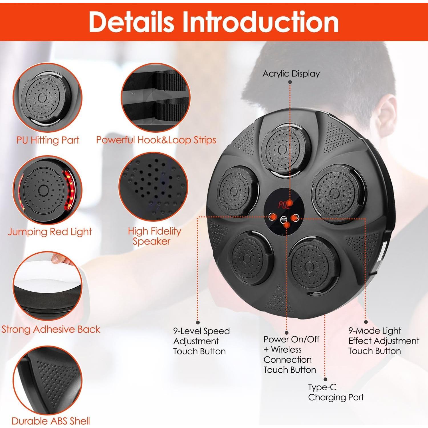 KOCASO Máquina de Boxeo Musical Inalámbrica con Guantes