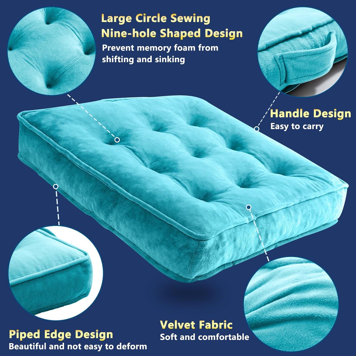 Cojines de Suelo 1 MIDDLE ONE 50x50 cm Espuma con Memoria Azul