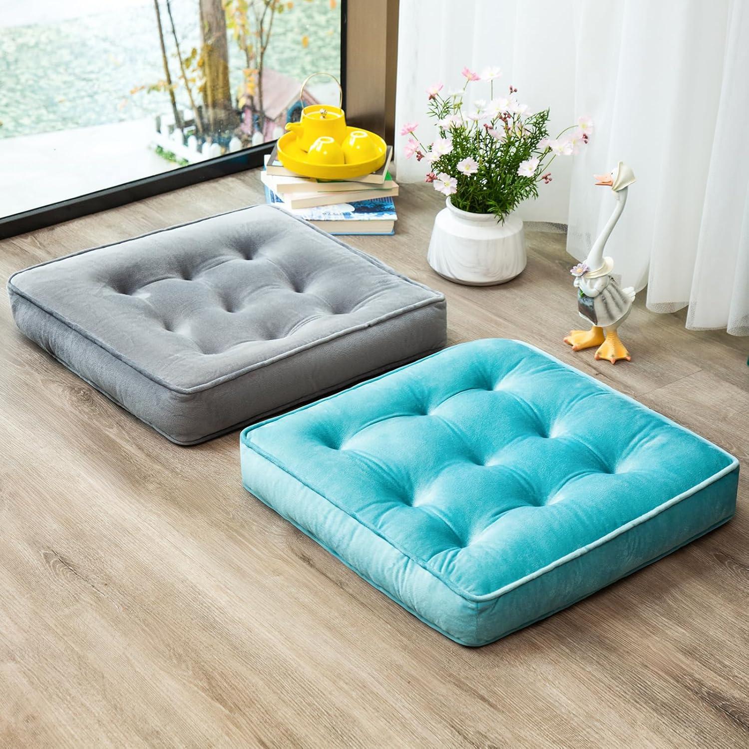 Cojines de Suelo 1 MIDDLE ONE 50x50 cm Espuma con Memoria Azul