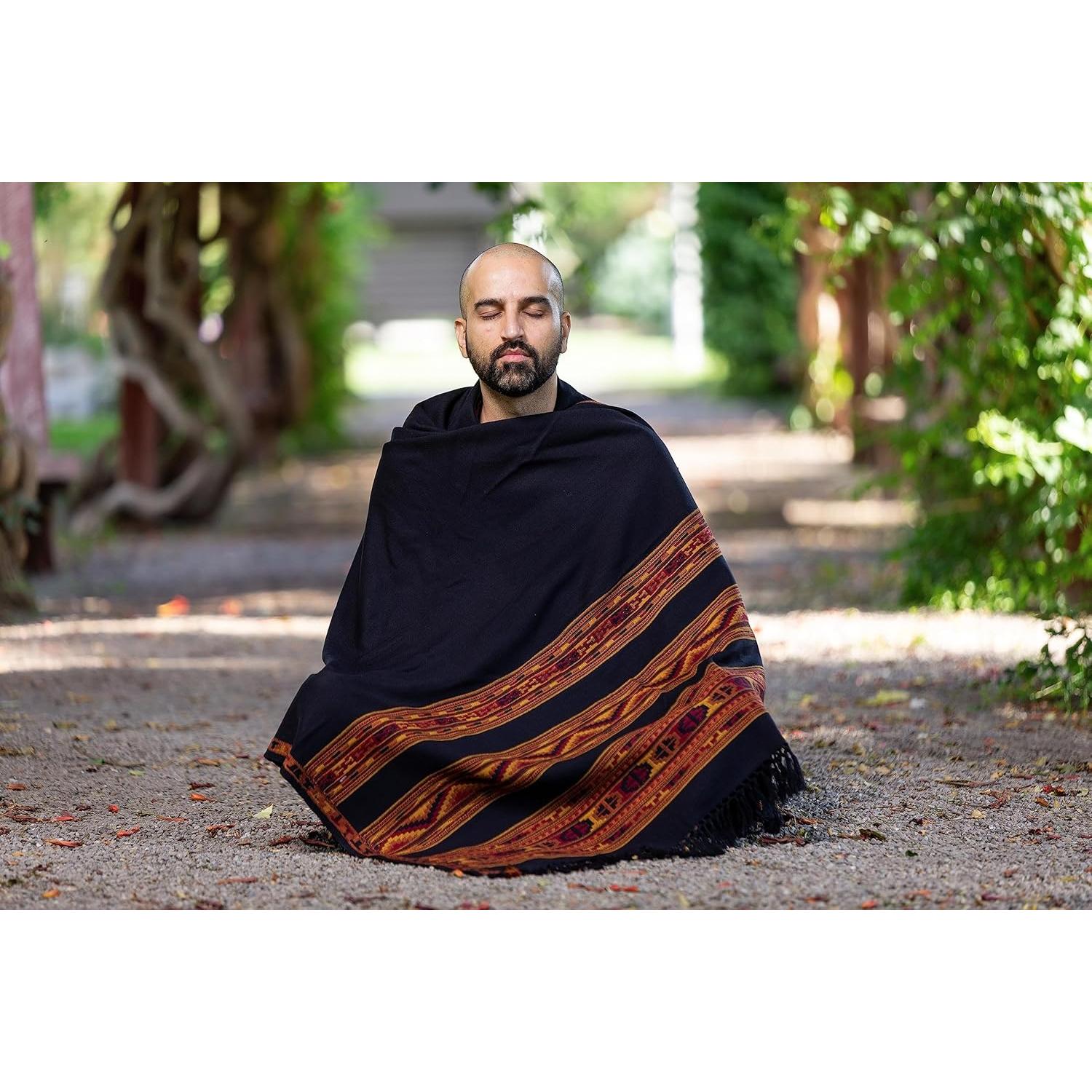 Chal de Meditación Om Shanti Crafts 213x102 cm Lana Vegana