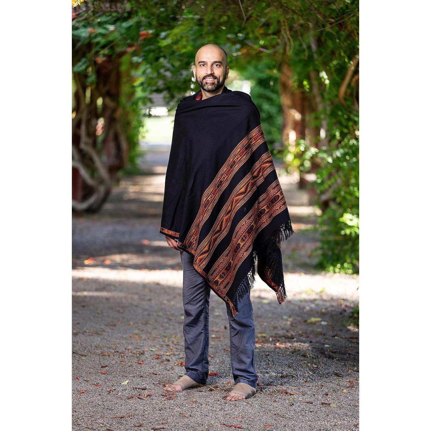 Chal de Meditación Om Shanti Crafts 213x102 cm Lana Vegana