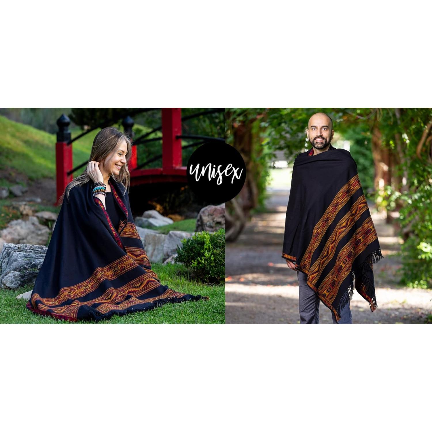 Chal de Meditación Om Shanti Crafts 213x102 cm Lana Vegana