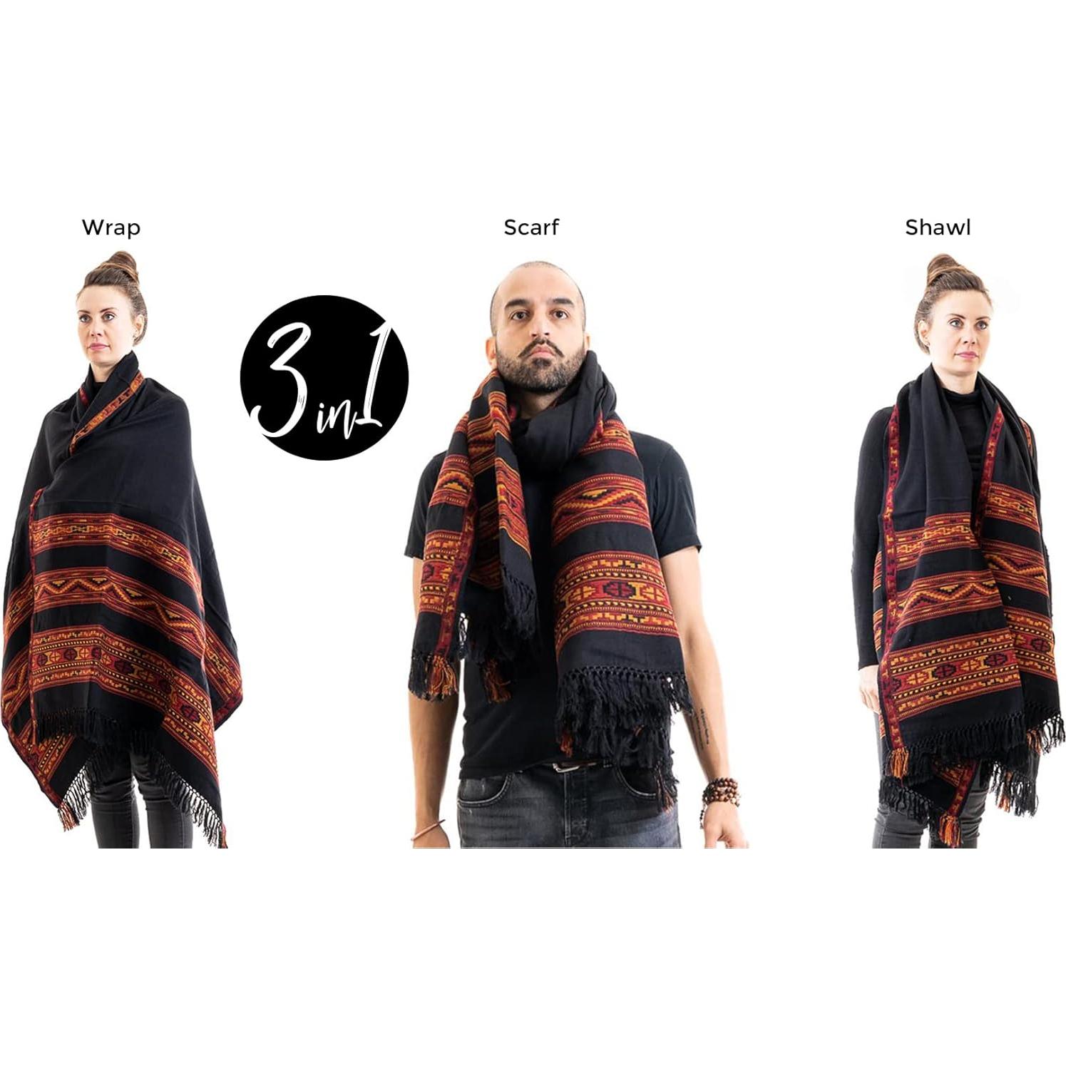 Chal de Meditación Om Shanti Crafts 213x102 cm Lana Vegana