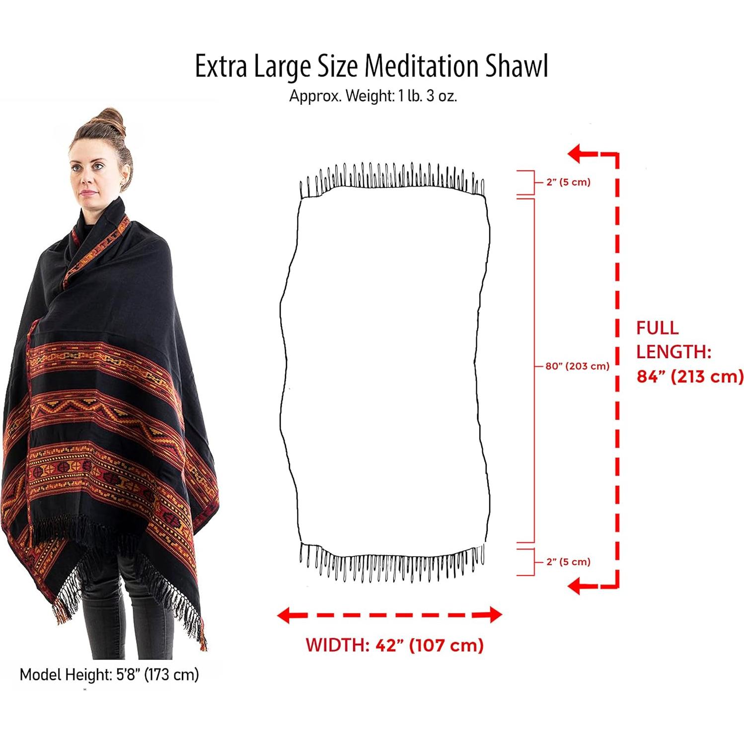 Chal de Meditación Om Shanti Crafts 213x102 cm Lana Vegana