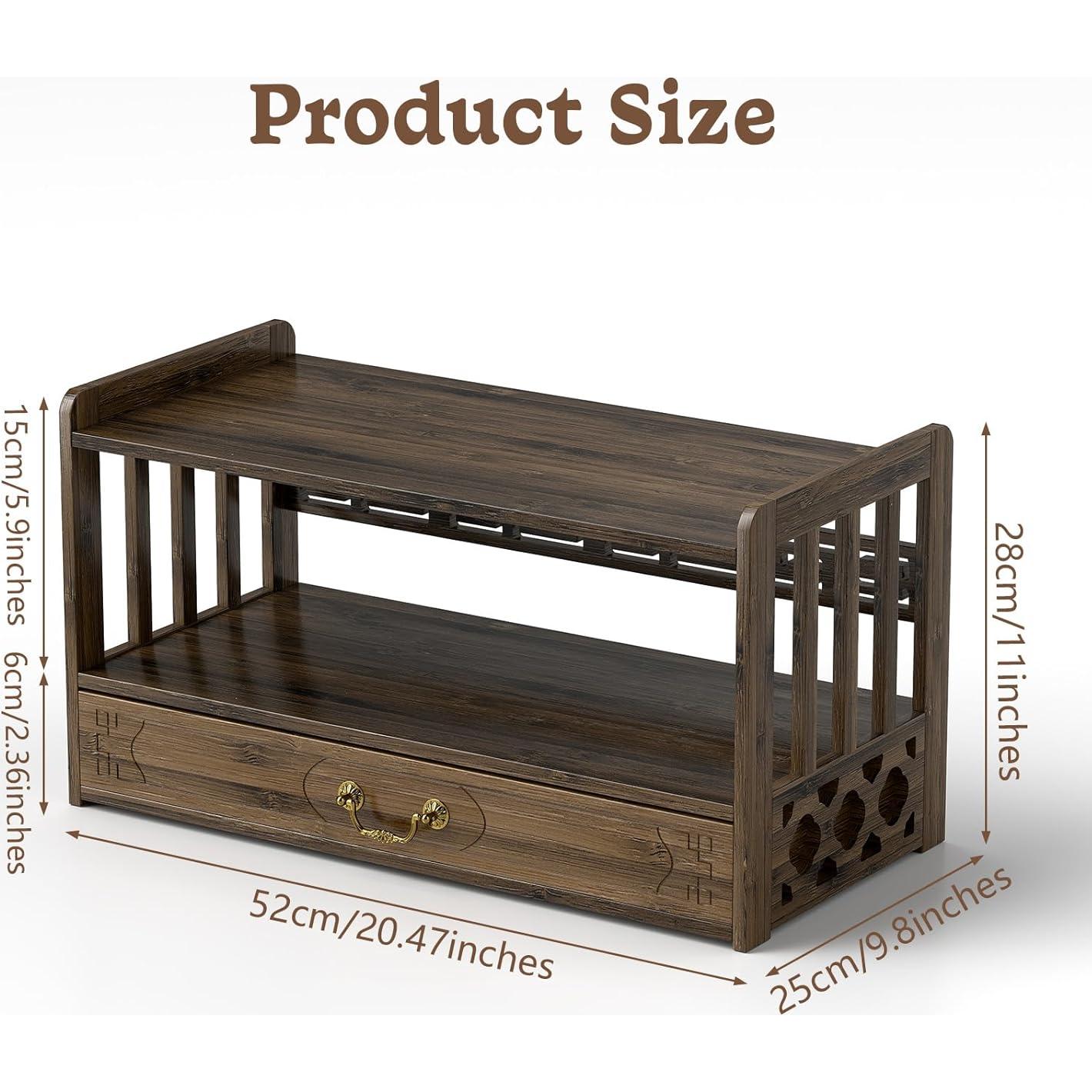 Mesa de Meditación IKARE Altar de Bambú 52cm con Cajón