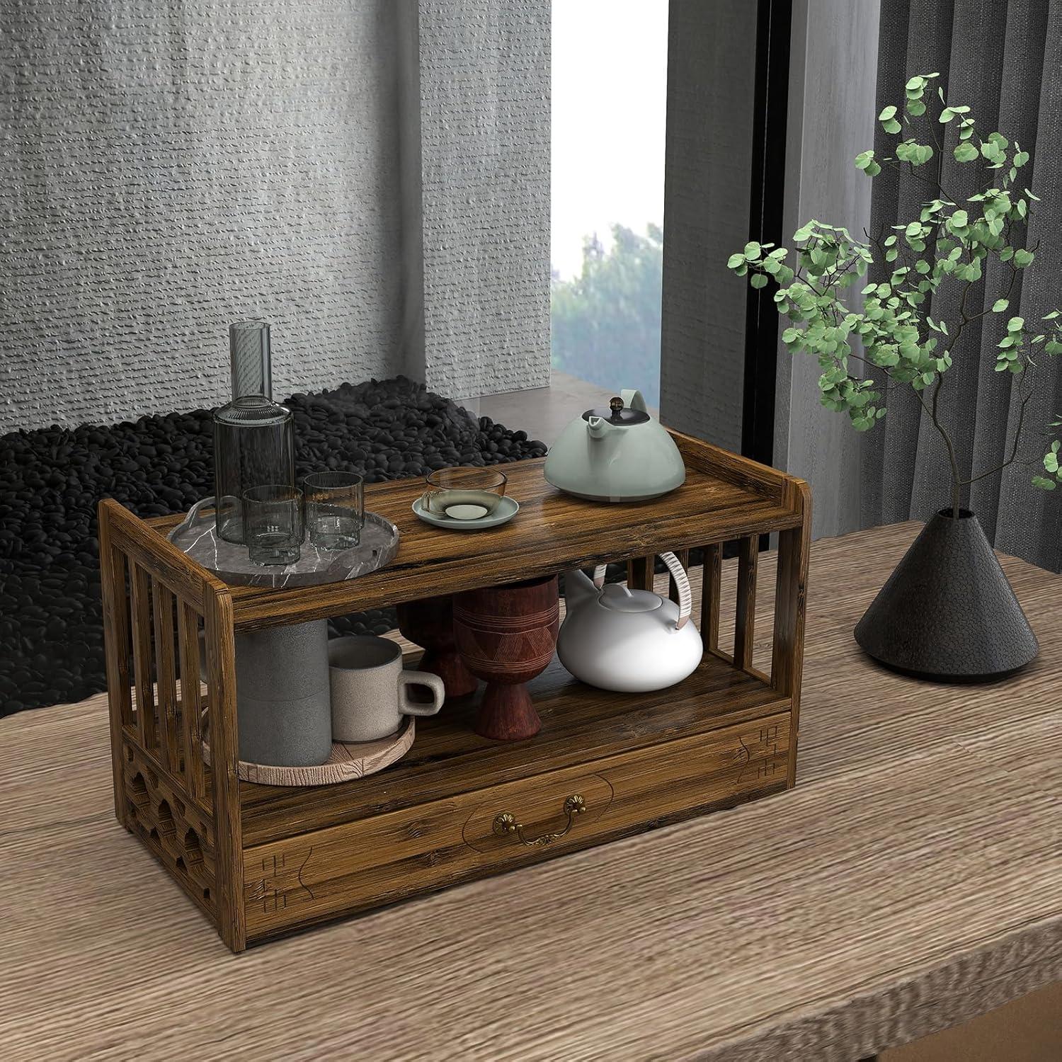 Mesa de Meditación IKARE Altar de Bambú 52cm con Cajón