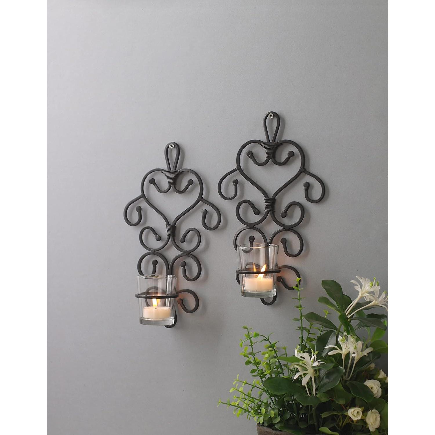 Conjunto 2 Apliques de Hierro para Velas de Té Hosley 27 cm