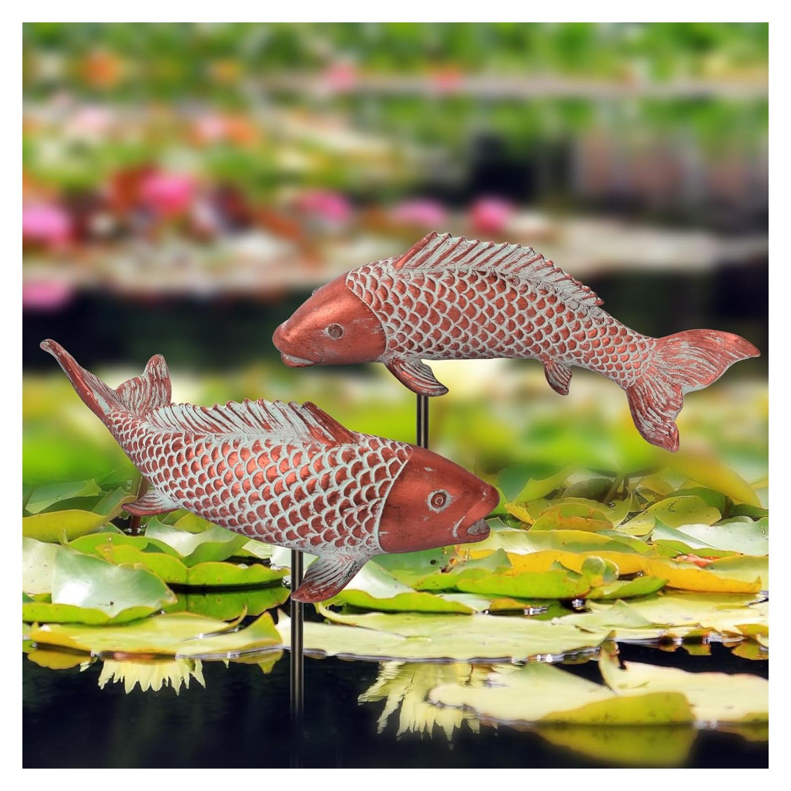 Estatuas de Jardín Wosuine Koi Fish 2pcs Cobre Antiguo