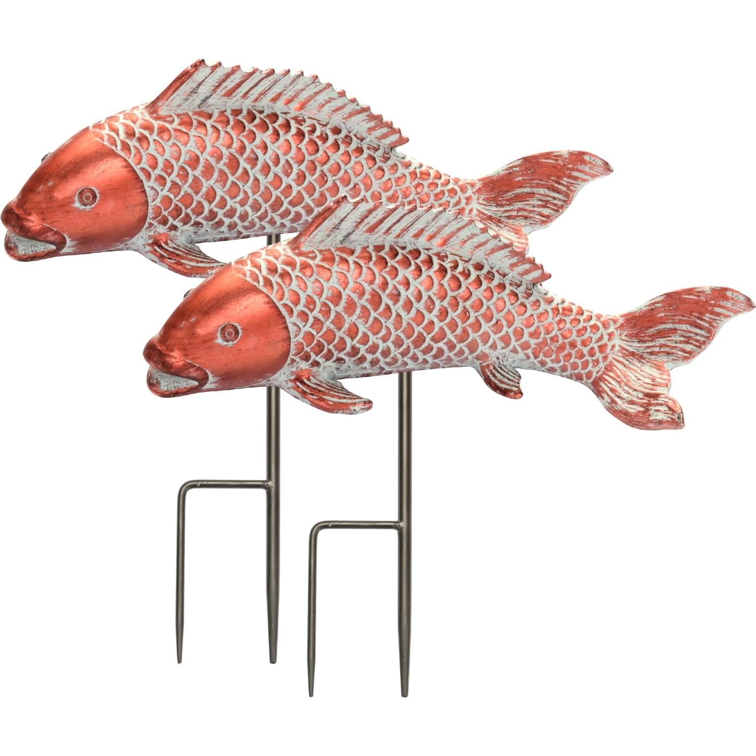 Estatuas de Jardín Wosuine Koi Fish 2pcs Cobre Antiguo