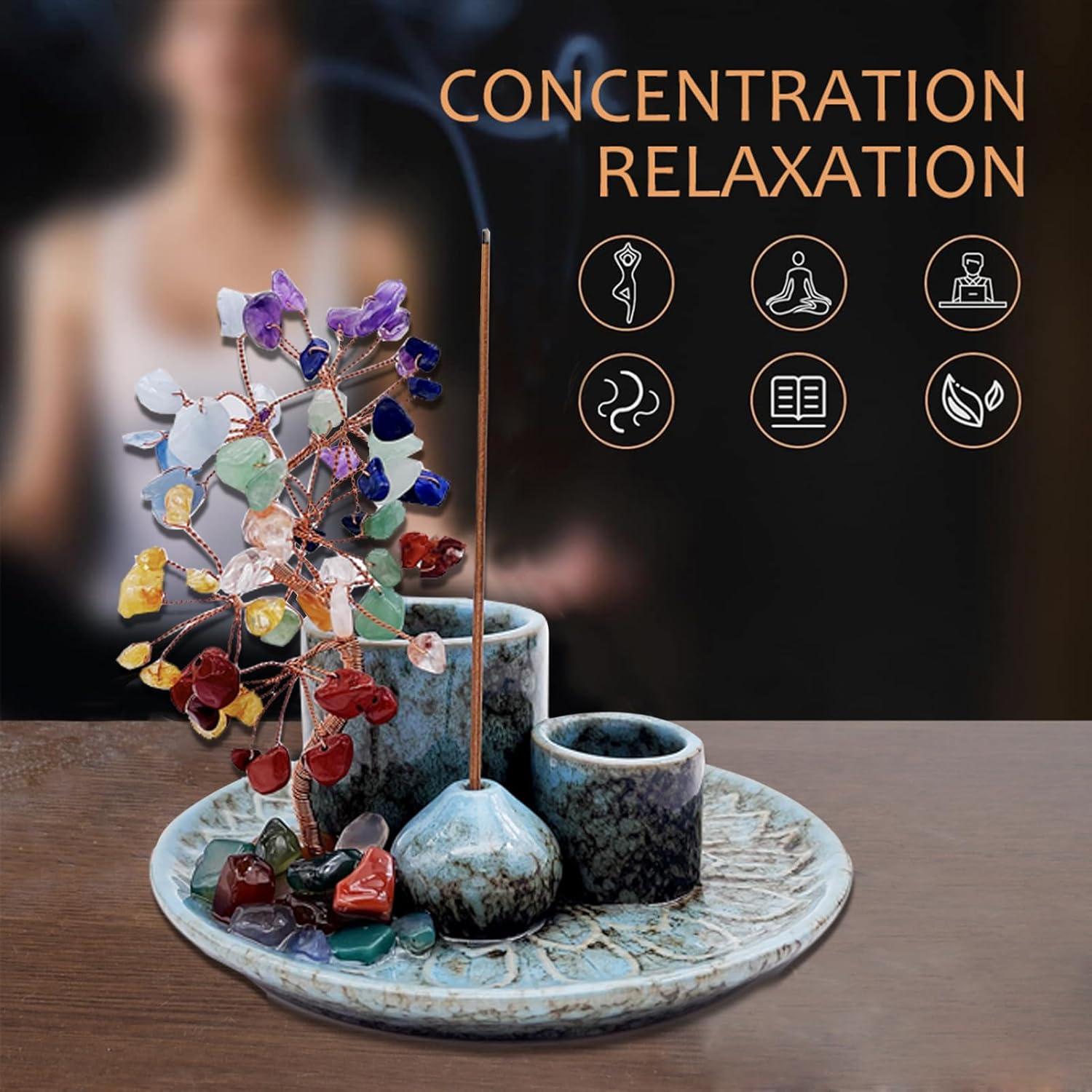 Soporte para Incienso YIENENG 5 en 1 con Árbol de Cristal