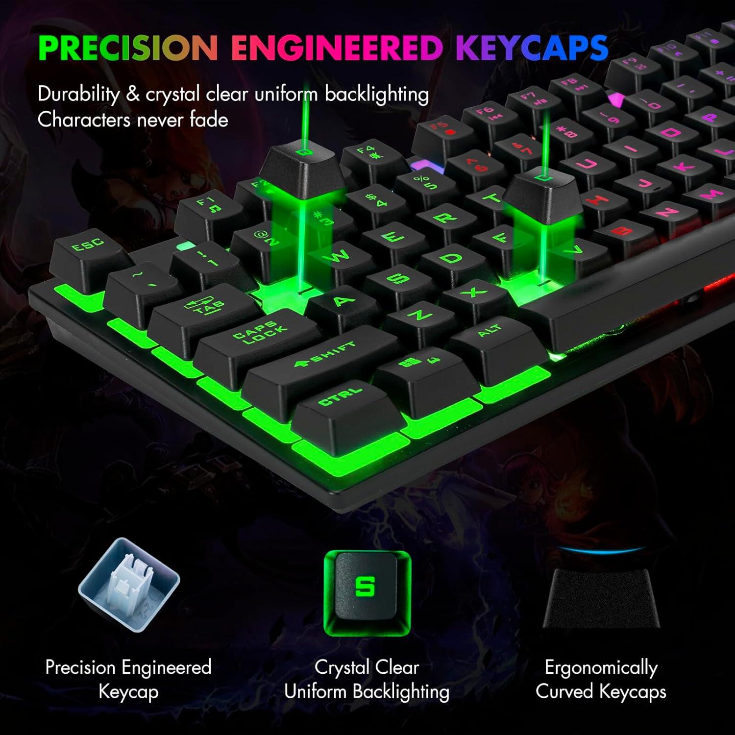 Combo Teclado y Ratón Gaming CHONCHOW TKL 87 Teclas LED RGB