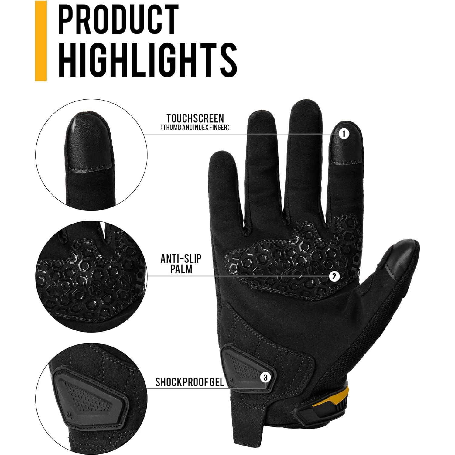 Guantes de Motocicleta RIDEIRON MG7006 Dorado Transpirables