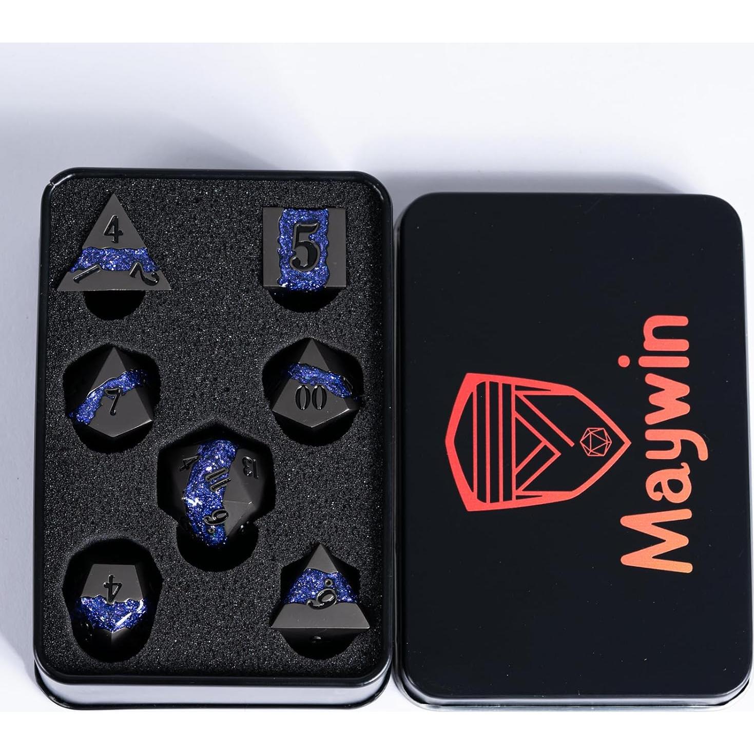 Dados Poliedricos Metálicos DND 7pcs Brillo Púrpura