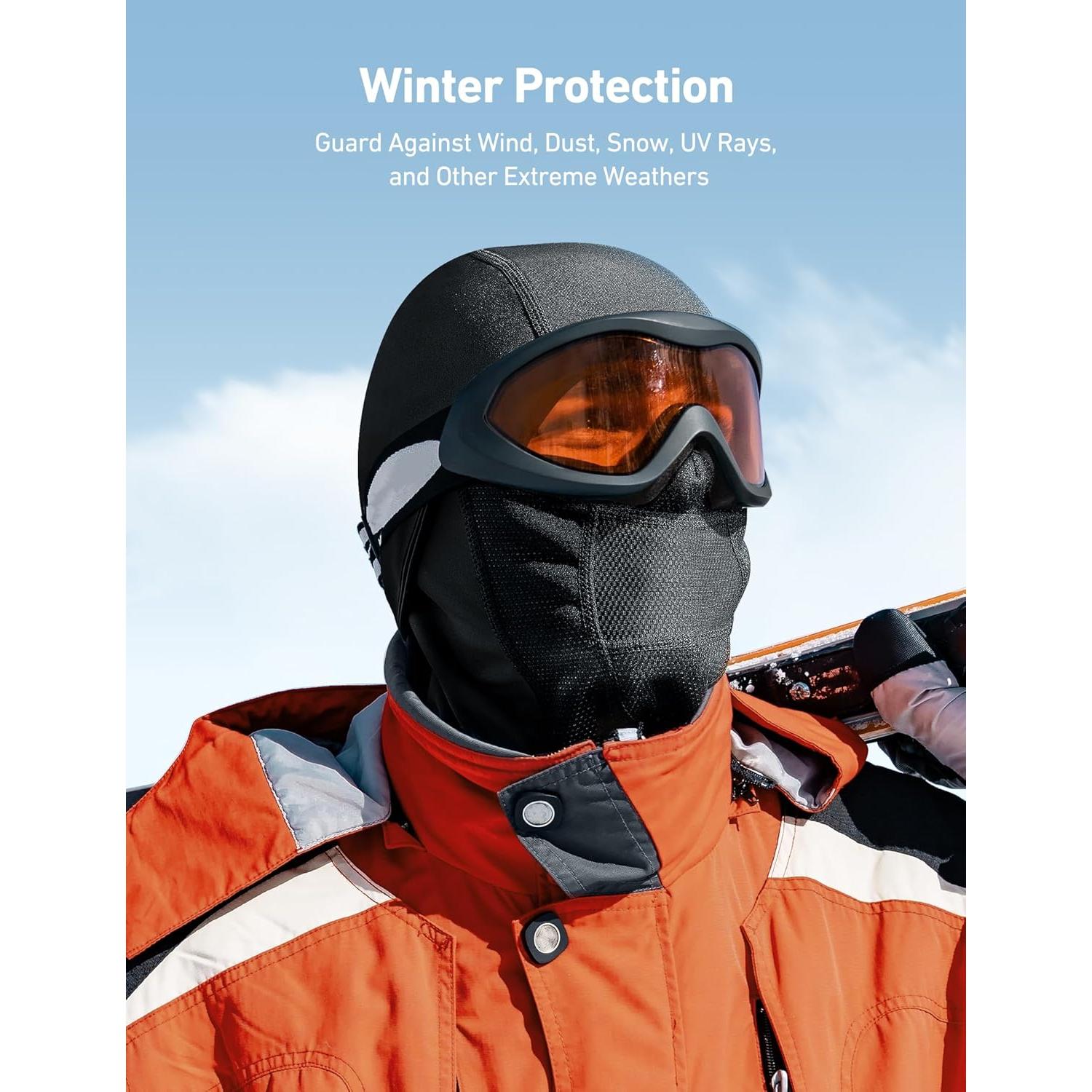 Máscara de Esquí Balaclava AstroAI Negra a Prueba de Viento