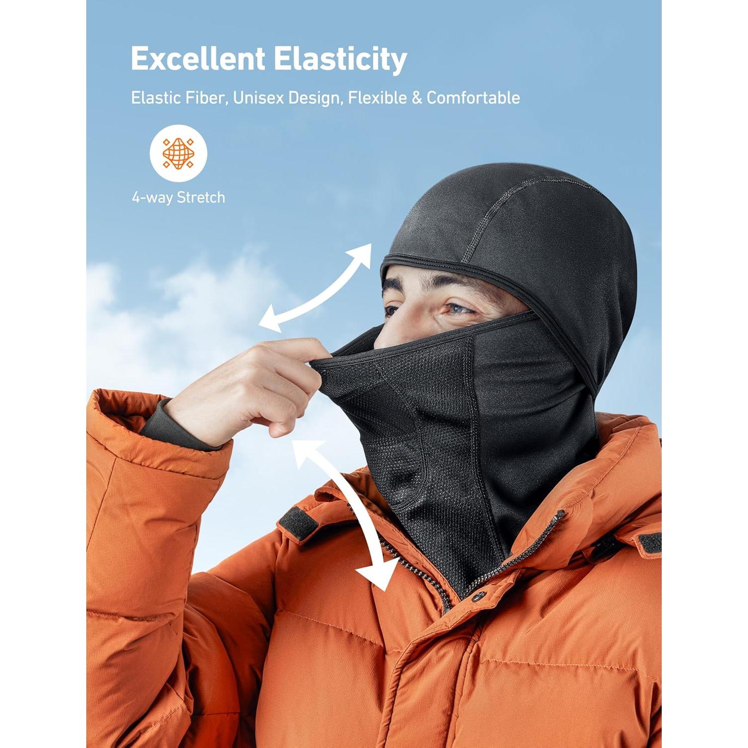 Máscara de Esquí Balaclava AstroAI Negra a Prueba de Viento