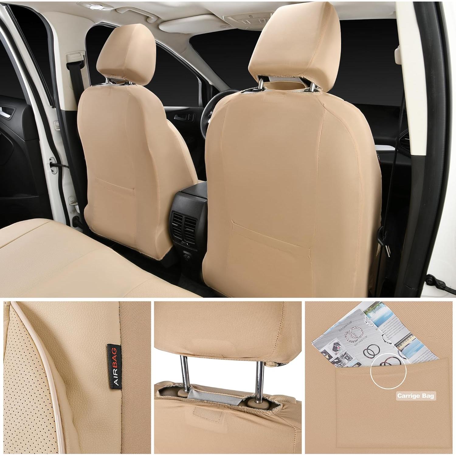 Fundas de Asiento de Cuero CAR PASS Beige Universal 5 Asientos