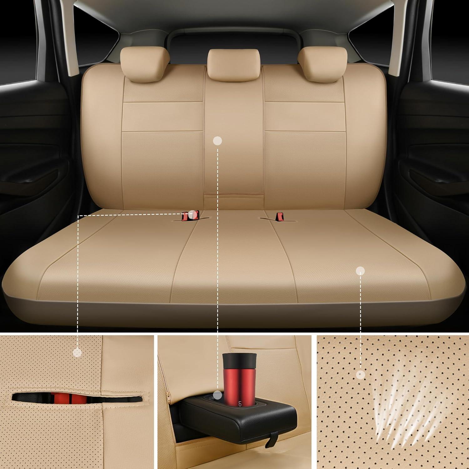 Fundas de Asiento de Cuero CAR PASS Beige Universal 5 Asientos