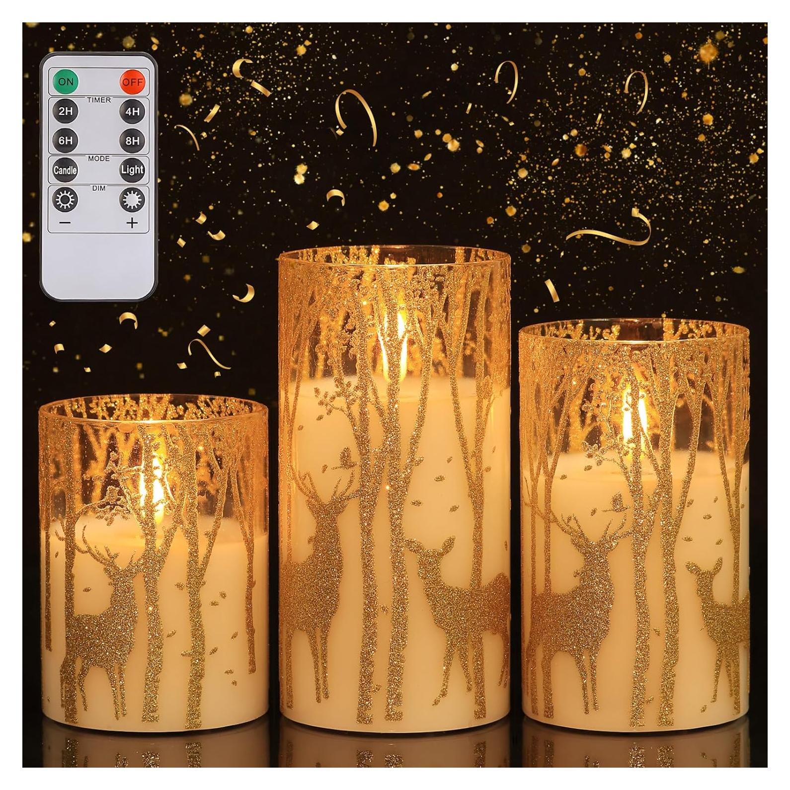 Velas LED Sin Llama Doradas SNUGBLAKI con Control Remoto 3D