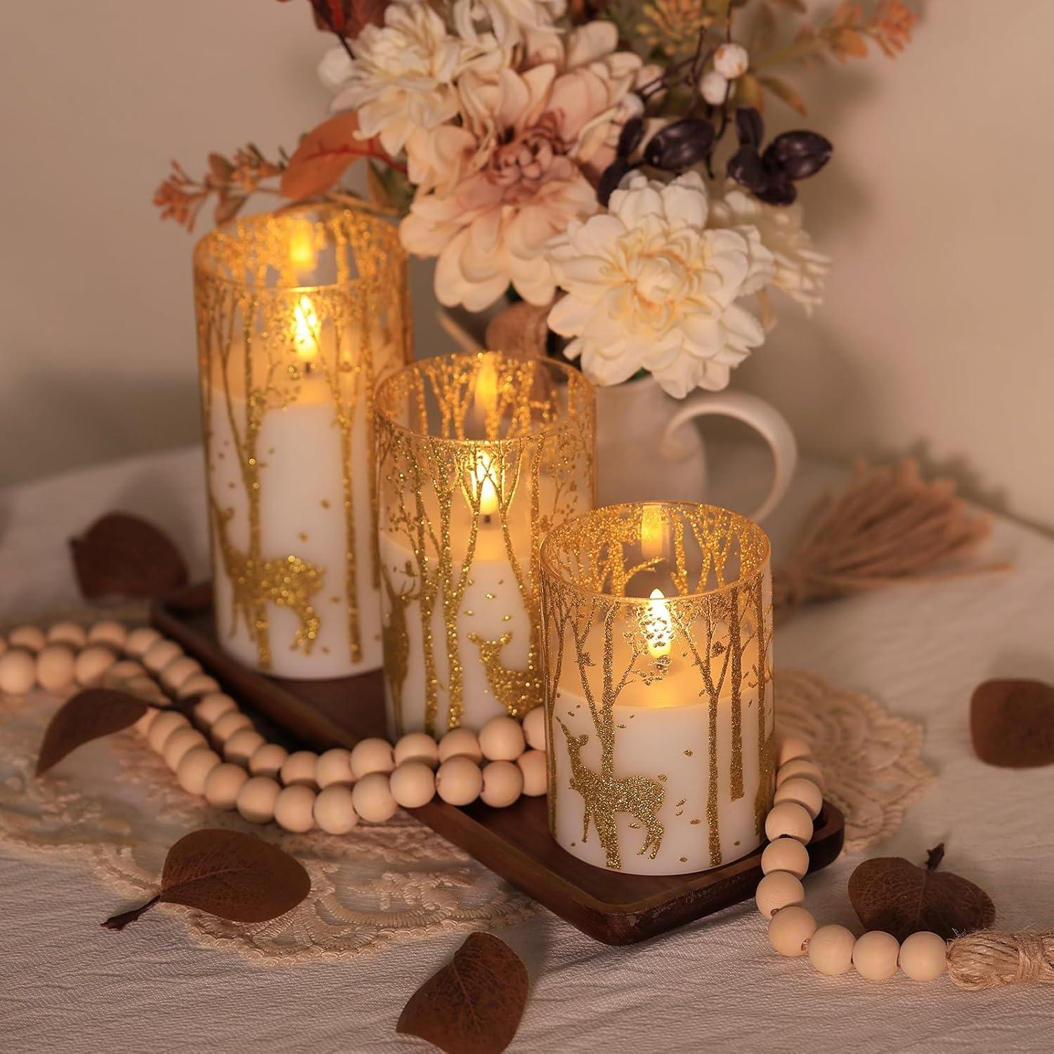 Velas LED Sin Llama Doradas SNUGBLAKI con Control Remoto 3D