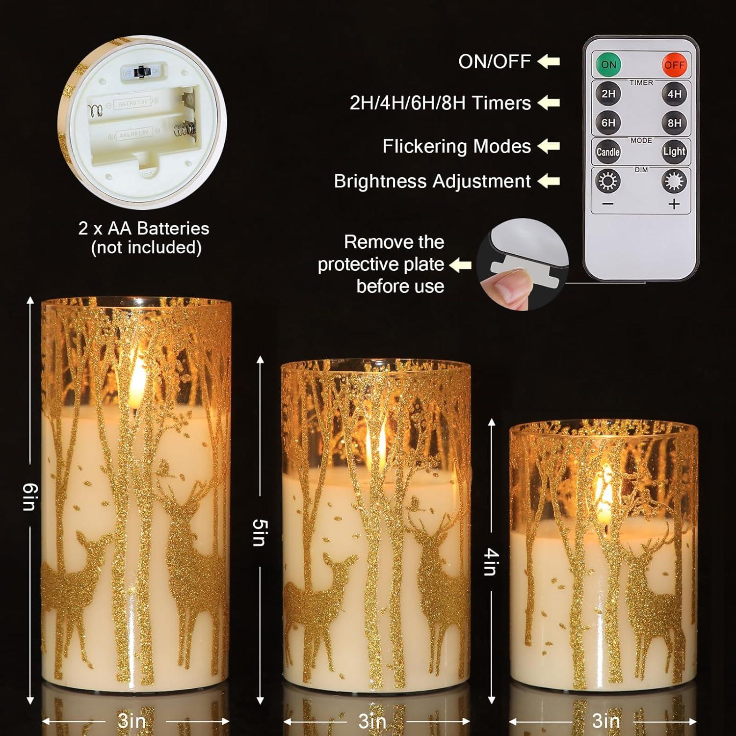 Velas LED Sin Llama Doradas SNUGBLAKI con Control Remoto 3D