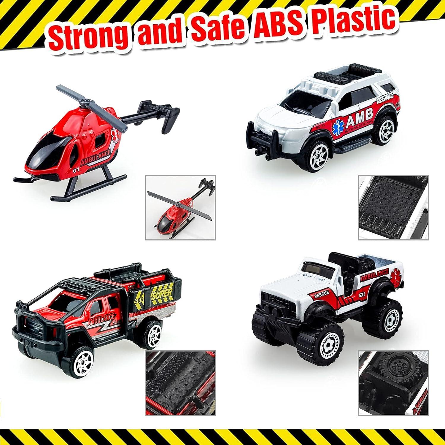 Mini Juego de Coches de Rescate Diecast 6 Piezas Ambulancia
