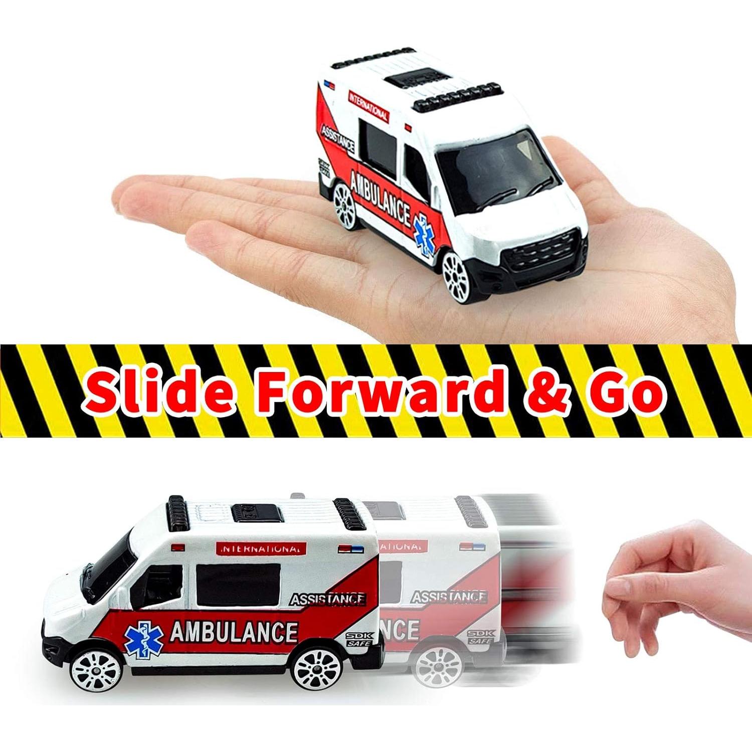 Mini Juego de Coches de Rescate Diecast 6 Piezas Ambulancia
