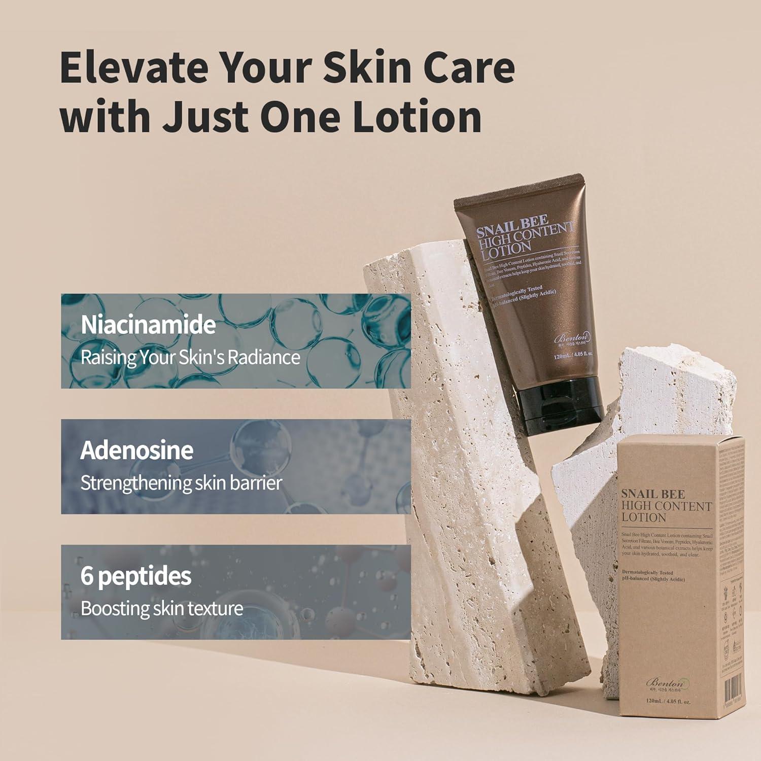 Loción Hidratante Benton 120ml con Baba de Caracol y Veneno de Abeja