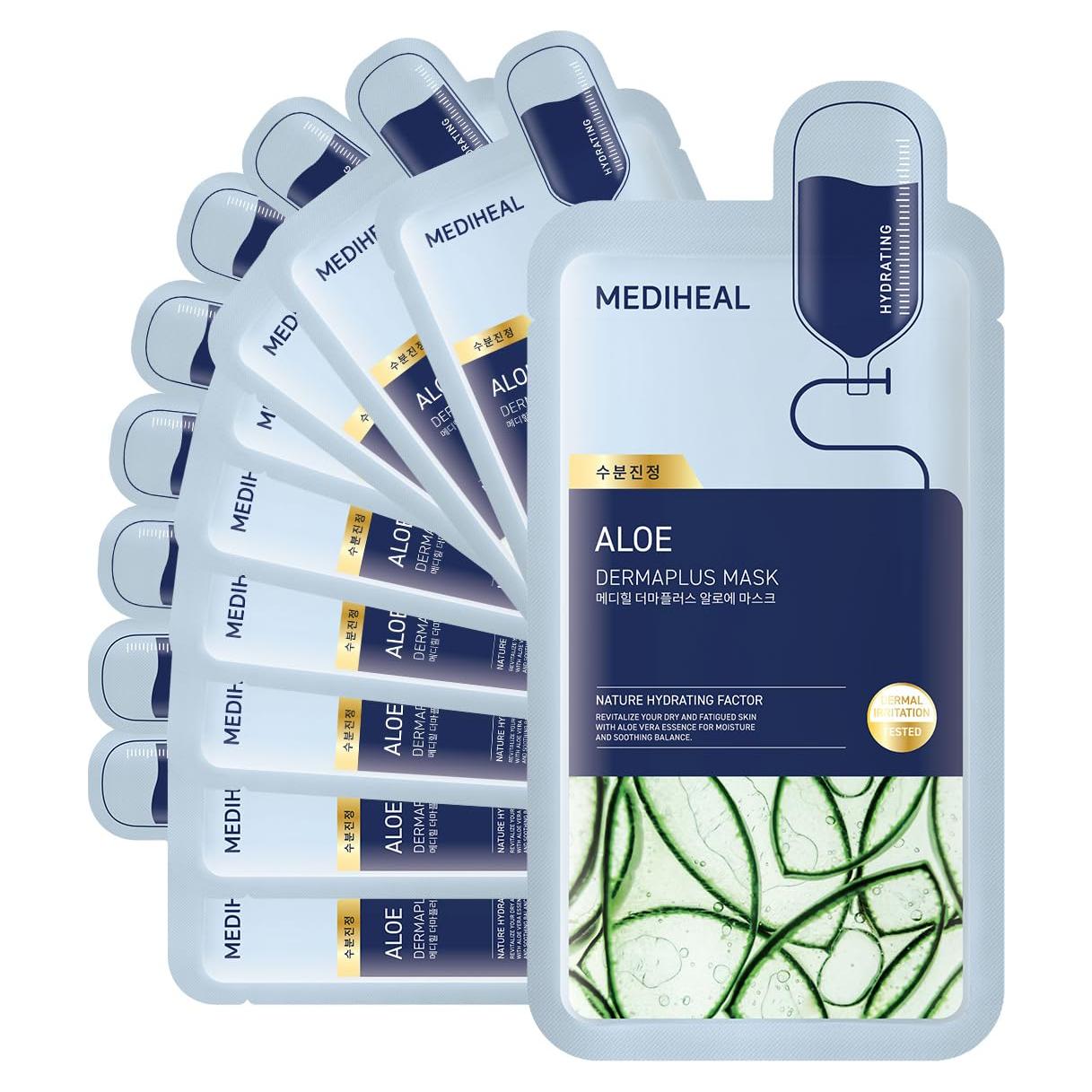 Mascarilla Vegana Diaria Mediheal Dermaplus Aloe - 10 Unidades