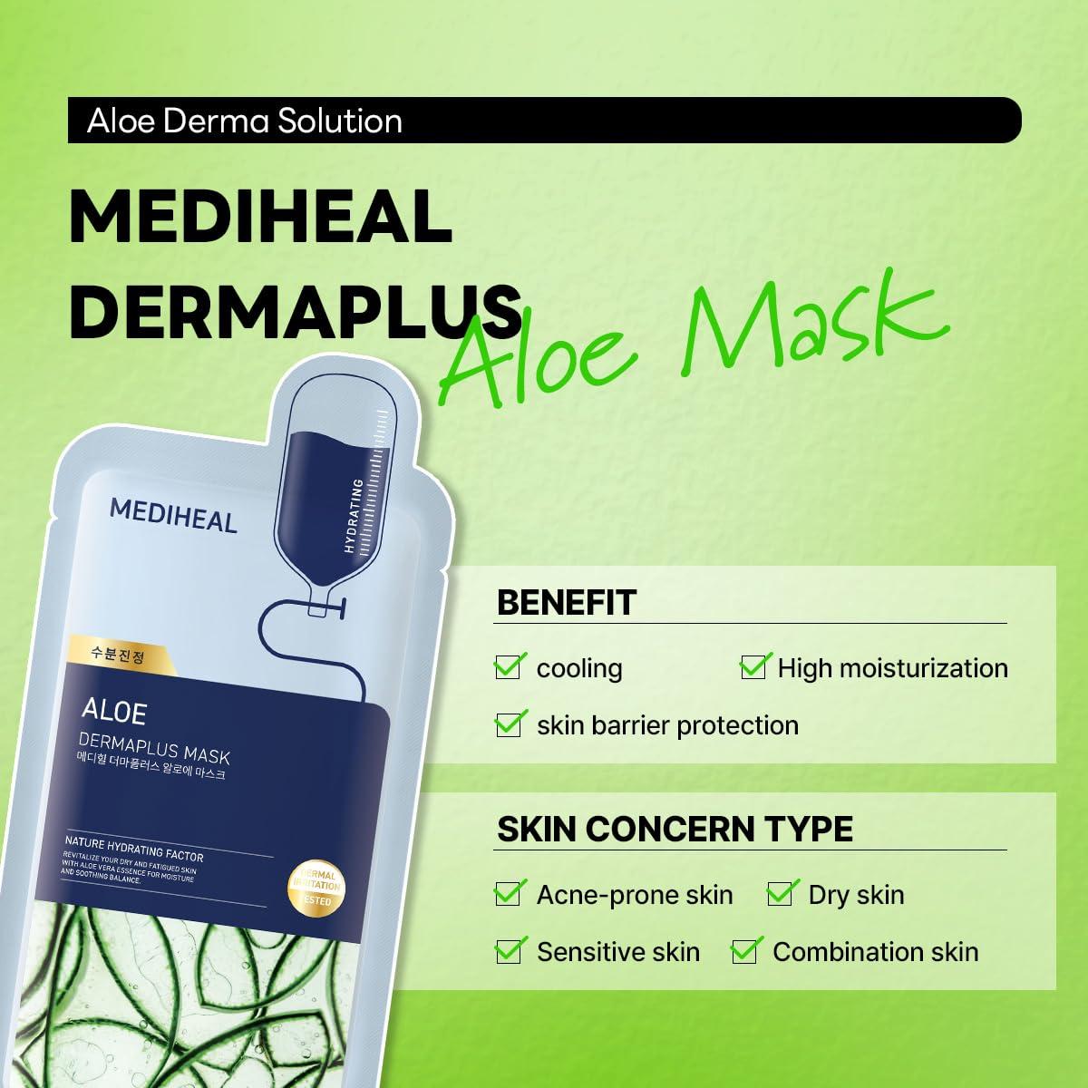 Mascarilla Vegana Diaria Mediheal Dermaplus Aloe - 10 Unidades