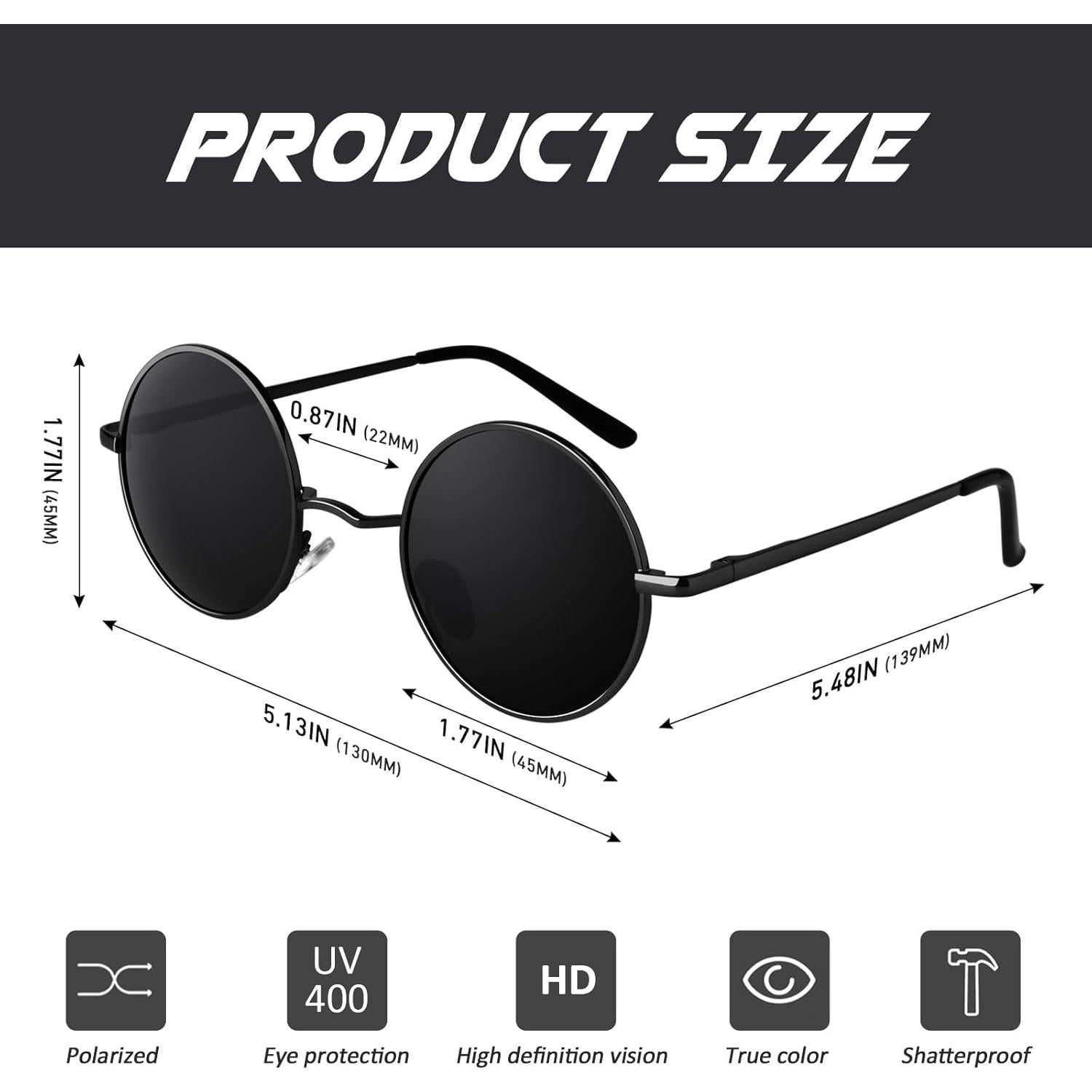 Gafas de Sol Redondas Polarizadas CGID UV400 para Hombres