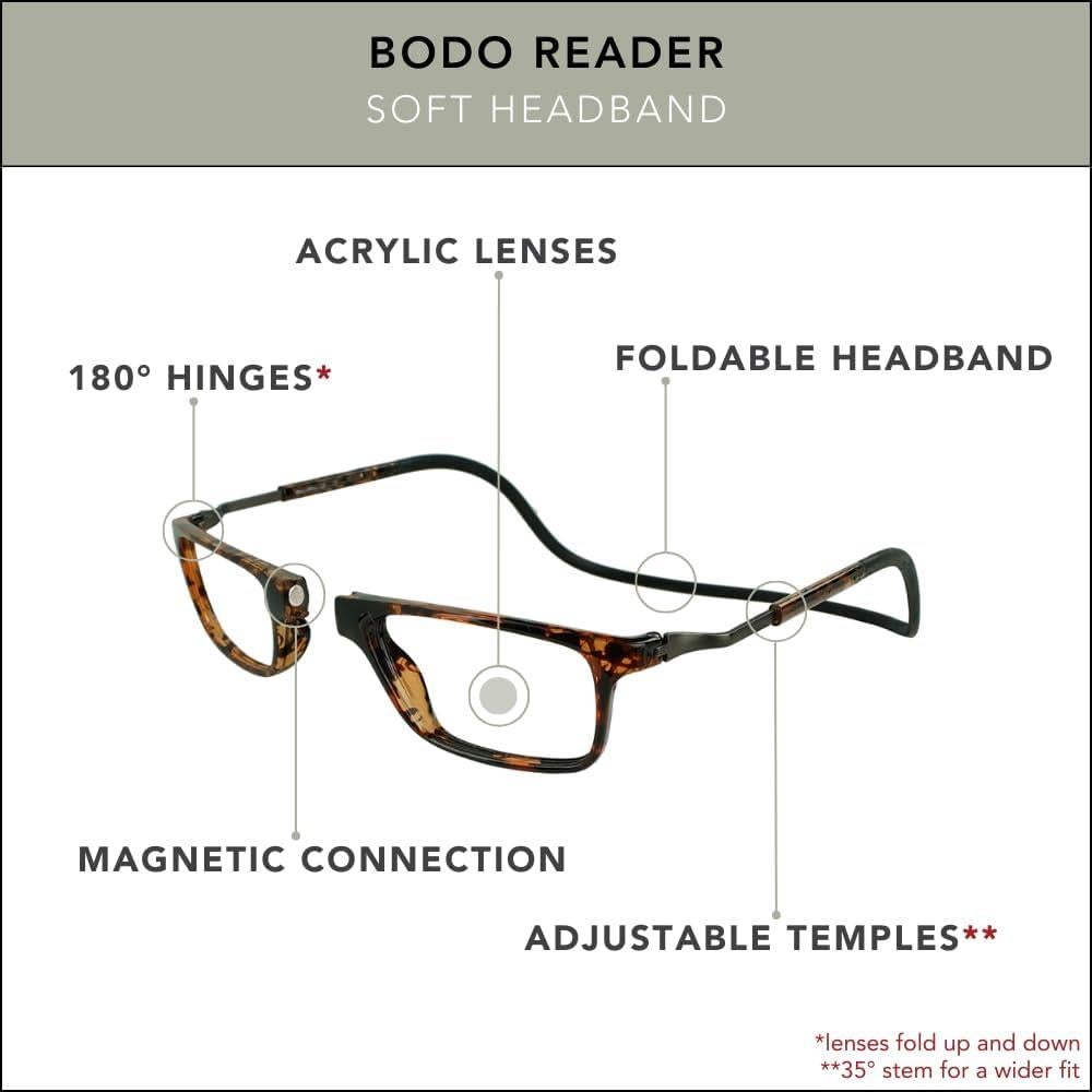Gafas de lectura magnéticas CliC Bodo XL-XXL con patillas ajustables