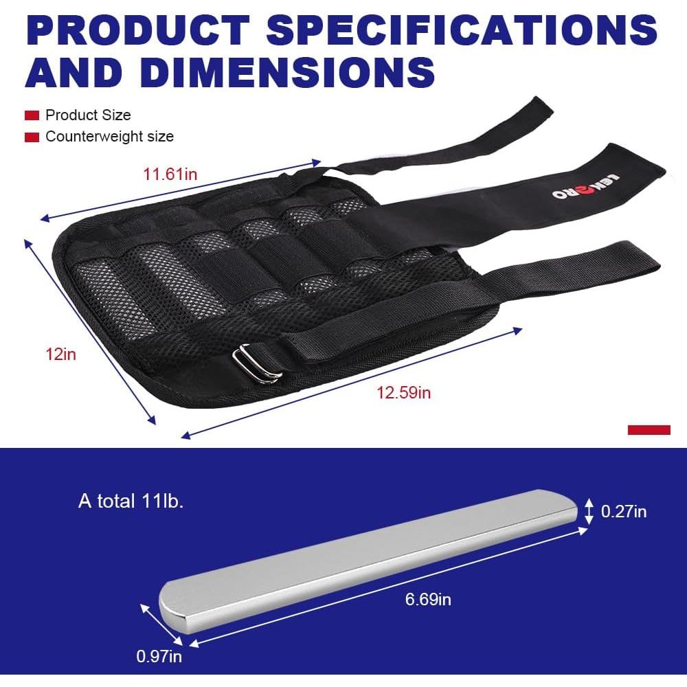 Pesas de Muñeca y Tobillo Ajustables LEKÄRO 4.99 kg