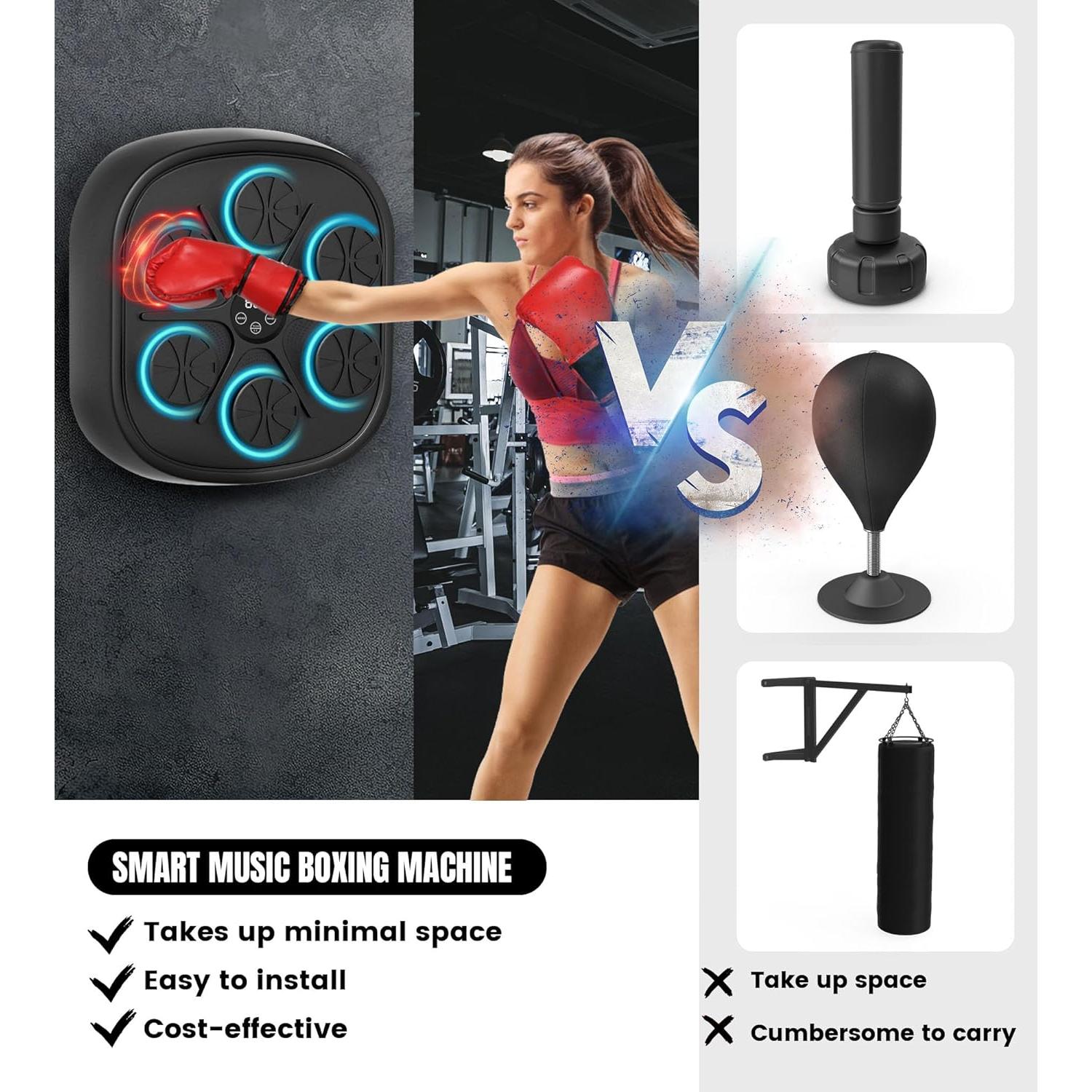 Máquina de Boxeo Musical JYvinity con Guantes, 9 Modos y LED