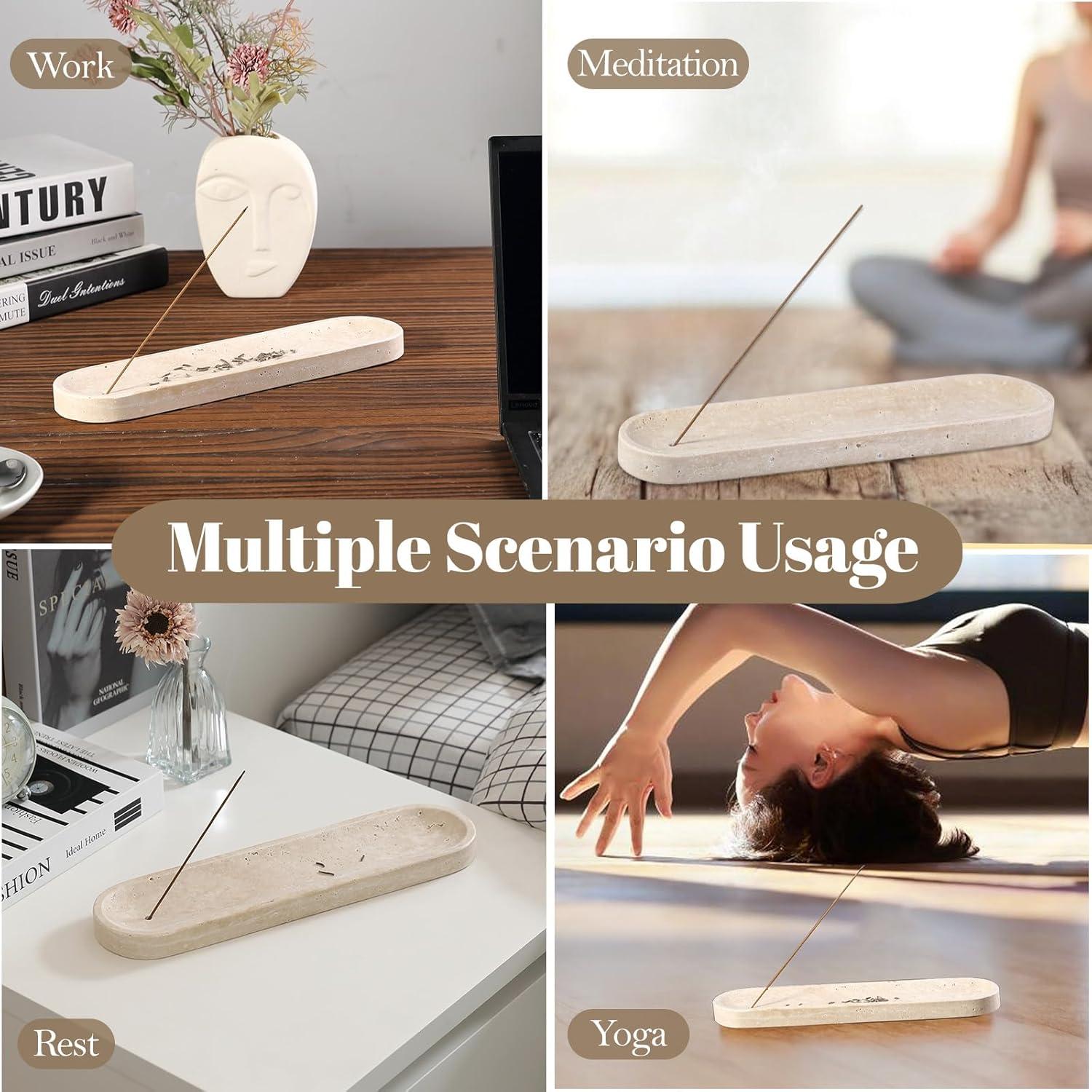 Soporte de Incienso Koville de Travertino Beige 30.48 cm