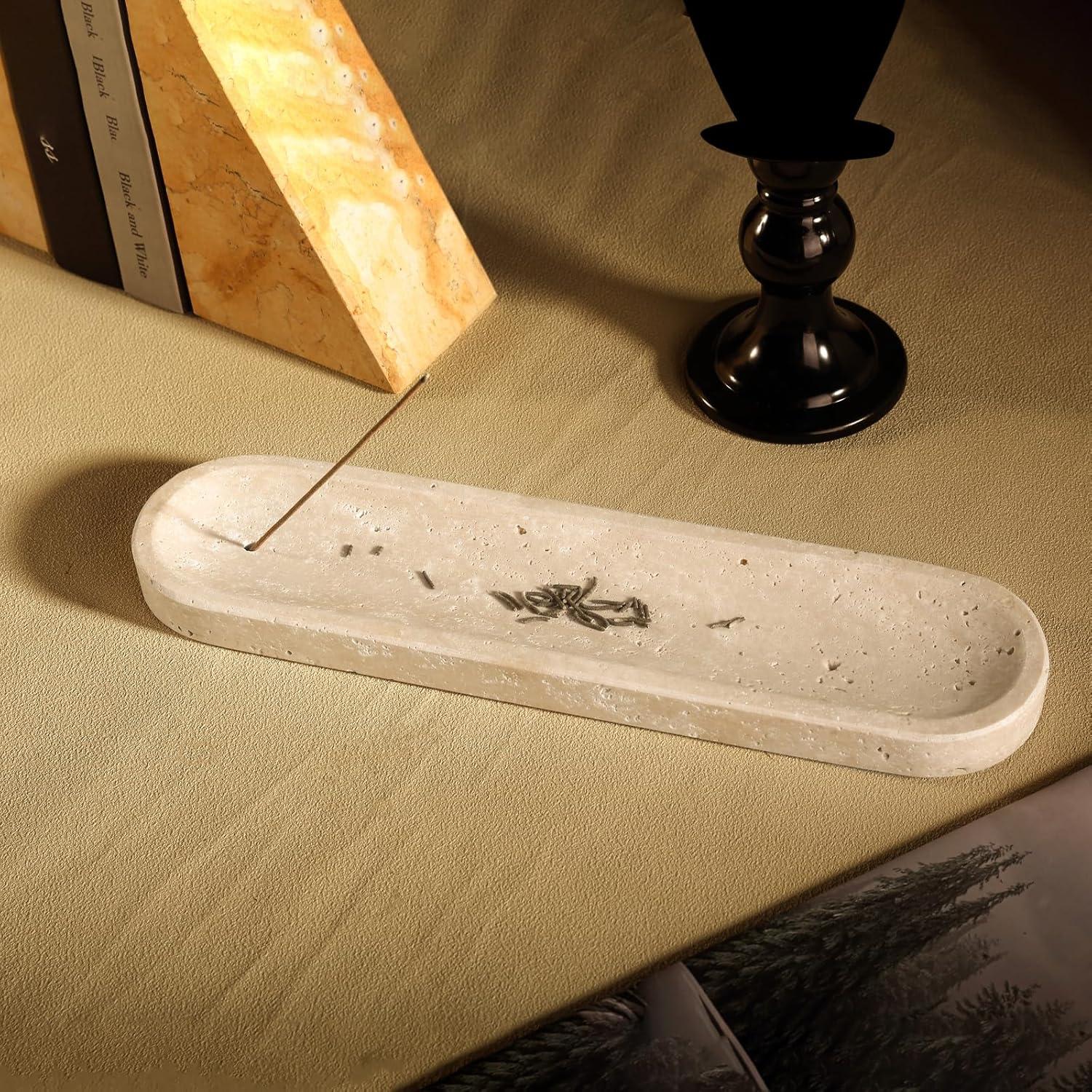 Soporte de Incienso Koville de Travertino Beige 30.48 cm