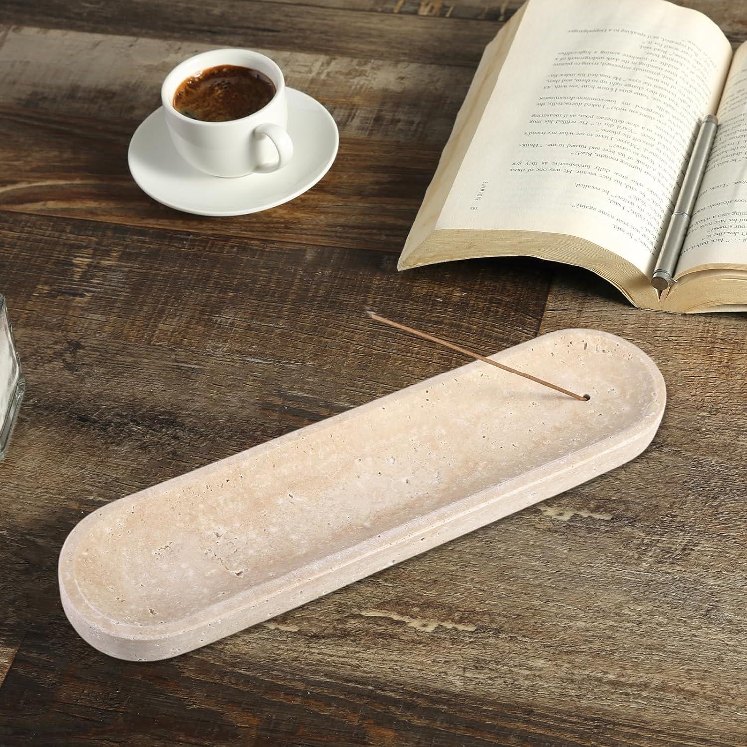 Soporte de Incienso Koville de Travertino Beige 30.48 cm