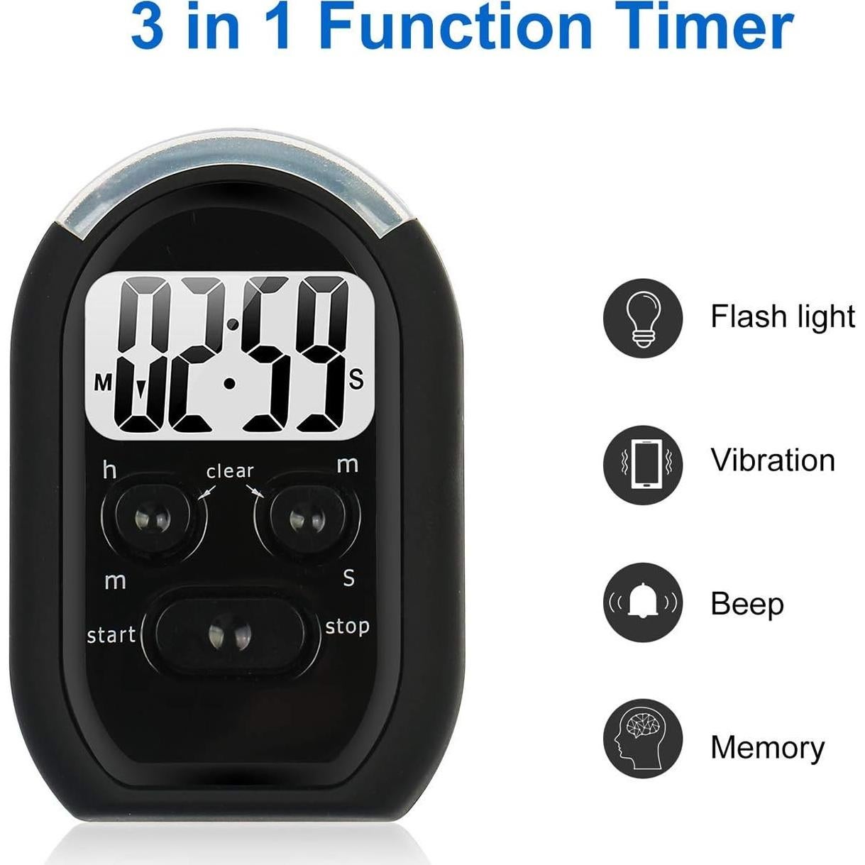 Temporizador de cocina digital X-WLANG con vibración y luz