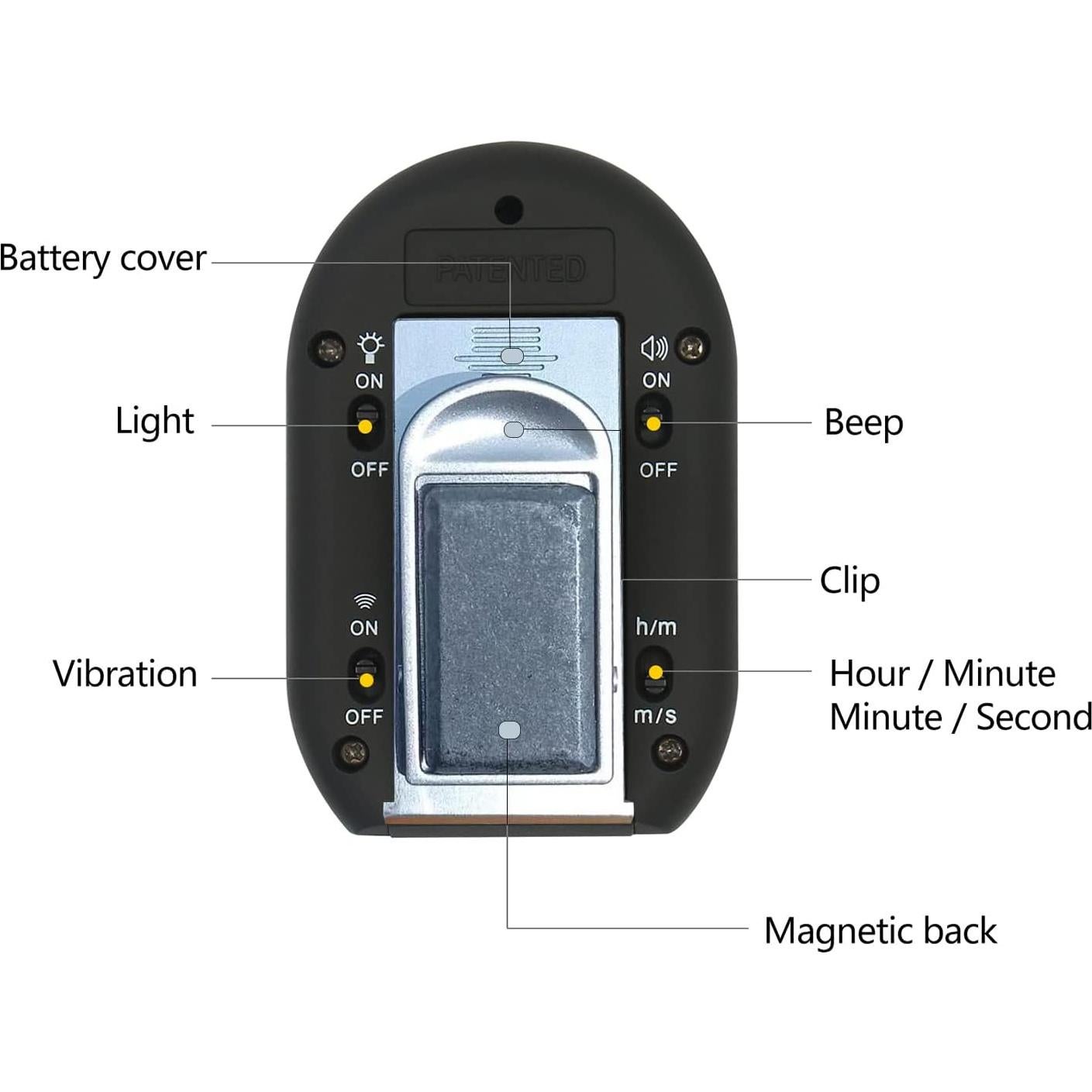 Temporizador de cocina digital X-WLANG con vibración y luz