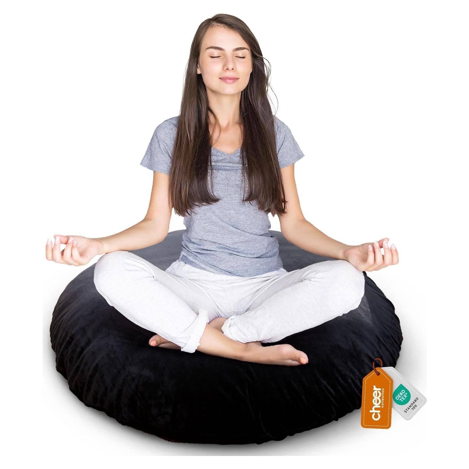 Almohadón de Piso Extra Grande Colección Cheer 81 cm Redondo Negro