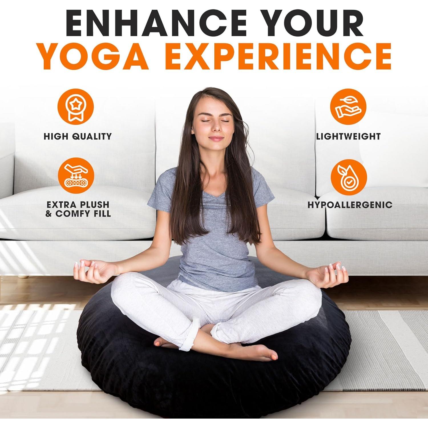 Almohadón de Piso Extra Grande Colección Cheer 81 cm Redondo Negro