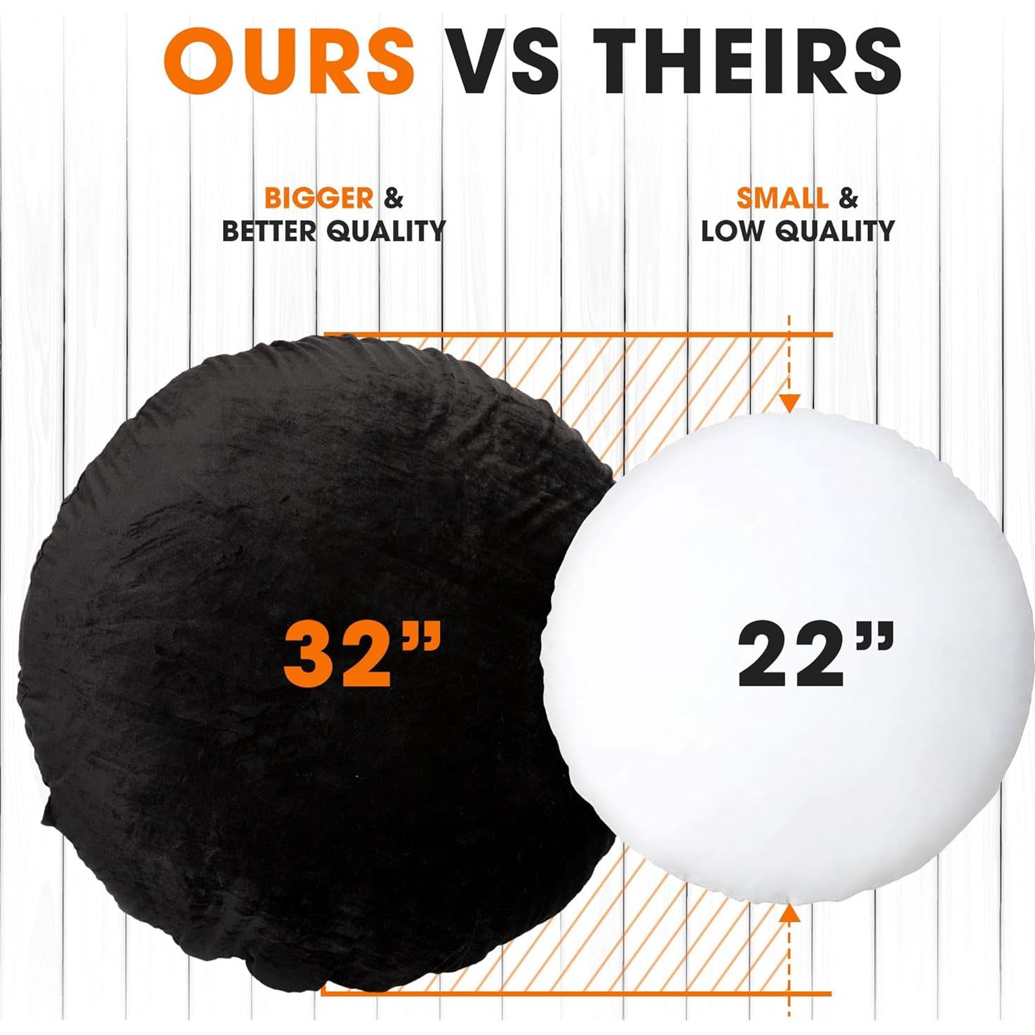 Almohadón de Piso Extra Grande Colección Cheer 81 cm Redondo Negro