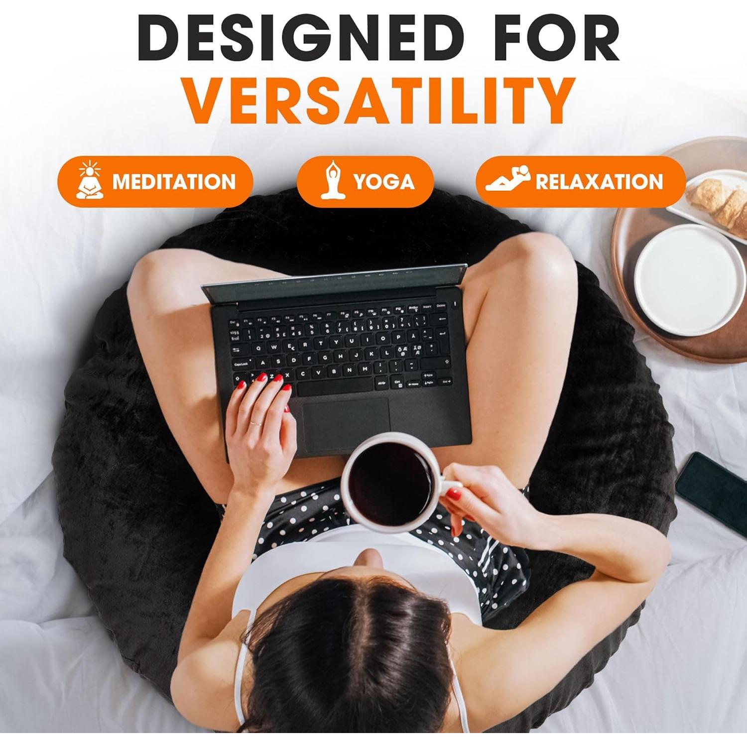 Almohadón de Piso Extra Grande Colección Cheer 81 cm Redondo Negro