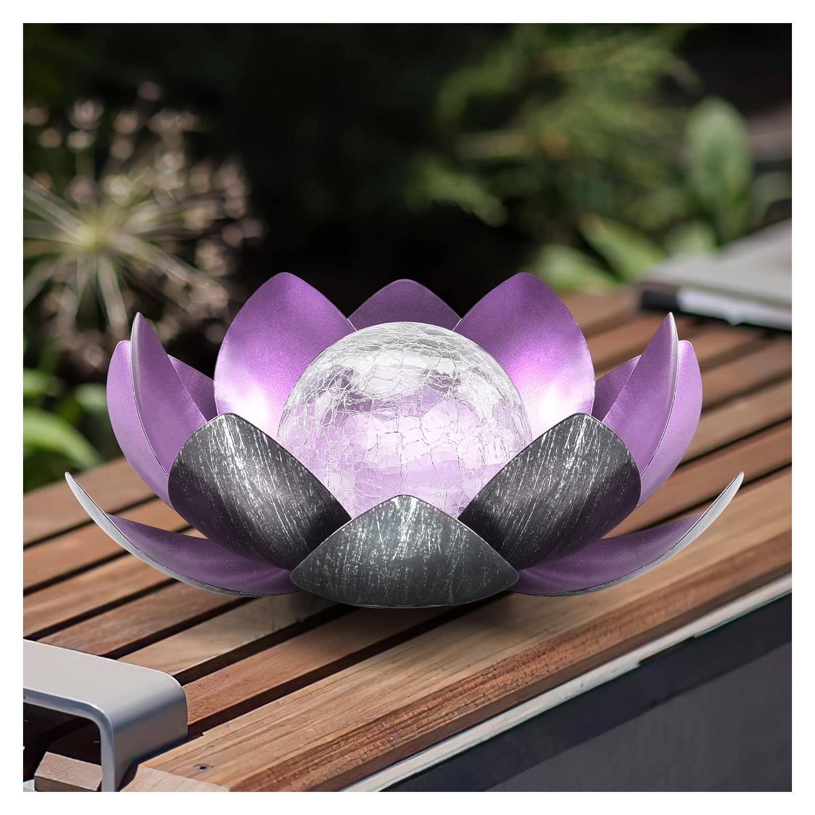Luz Solar Decorativa de Jardín QZHP, Flor LED Púrpura IP44