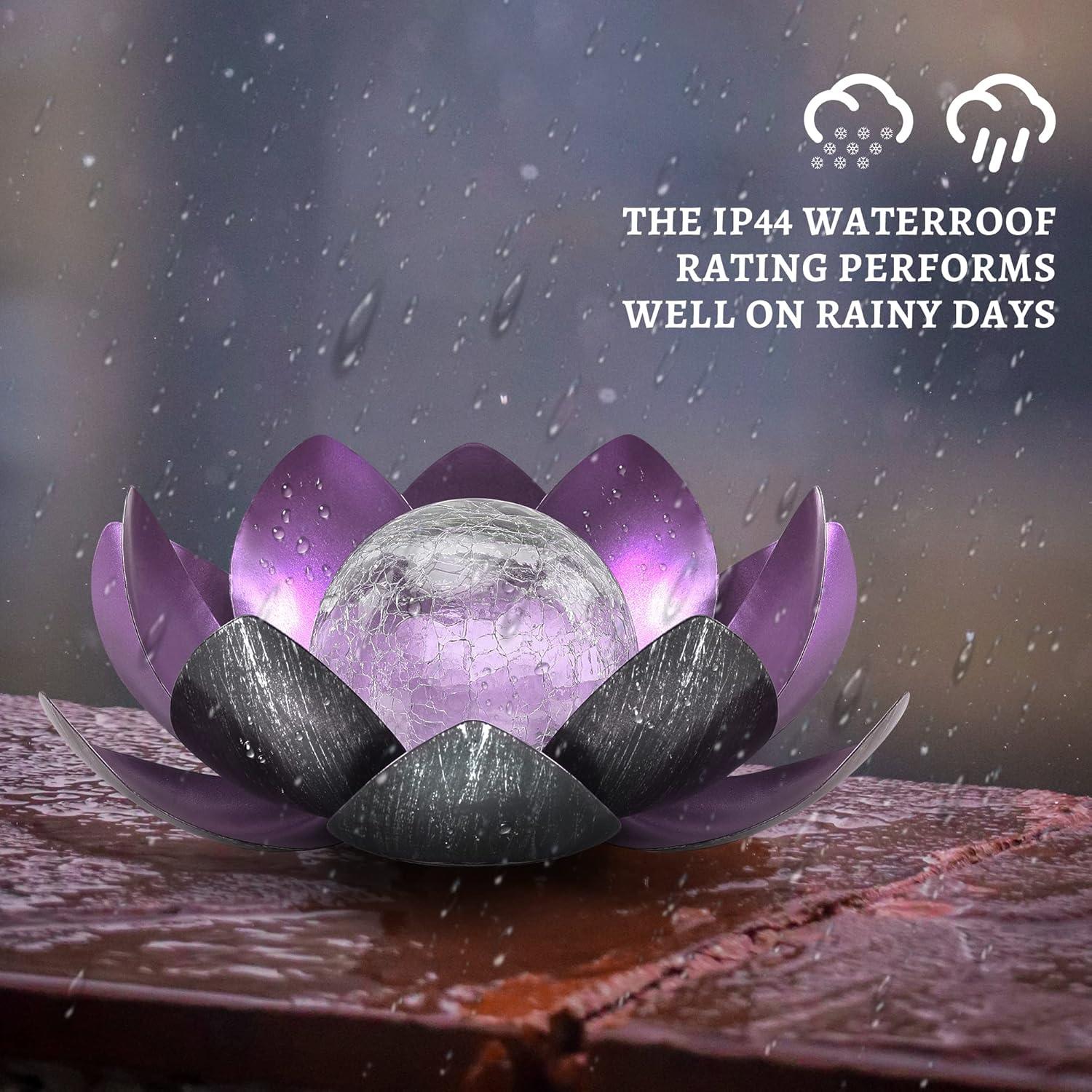 Luz Solar Decorativa de Jardín QZHP, Flor LED Púrpura IP44