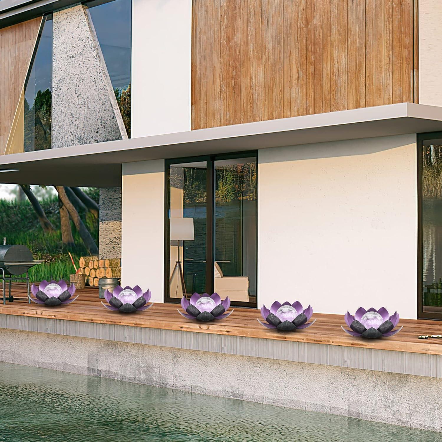 Luz Solar Decorativa de Jardín QZHP, Flor LED Púrpura IP44