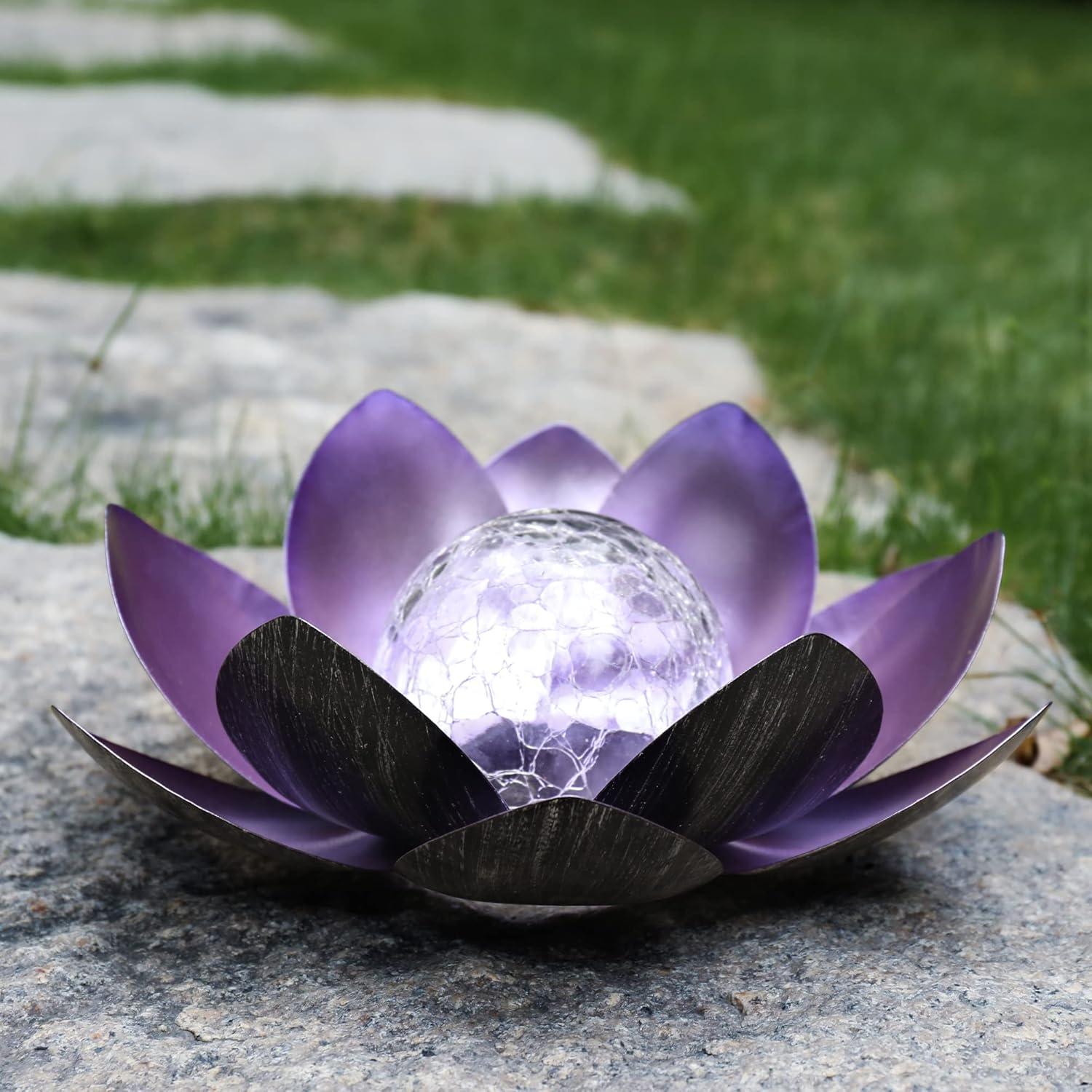 Luz Solar Decorativa de Jardín QZHP, Flor LED Púrpura IP44